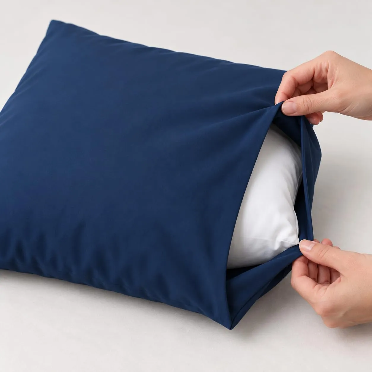 PETTI Artigiani Italiani Federe Cuscino 60x60 cm in Microfibra, Set 2 Fodere Double Face, Azzurro Blu - immagine 6