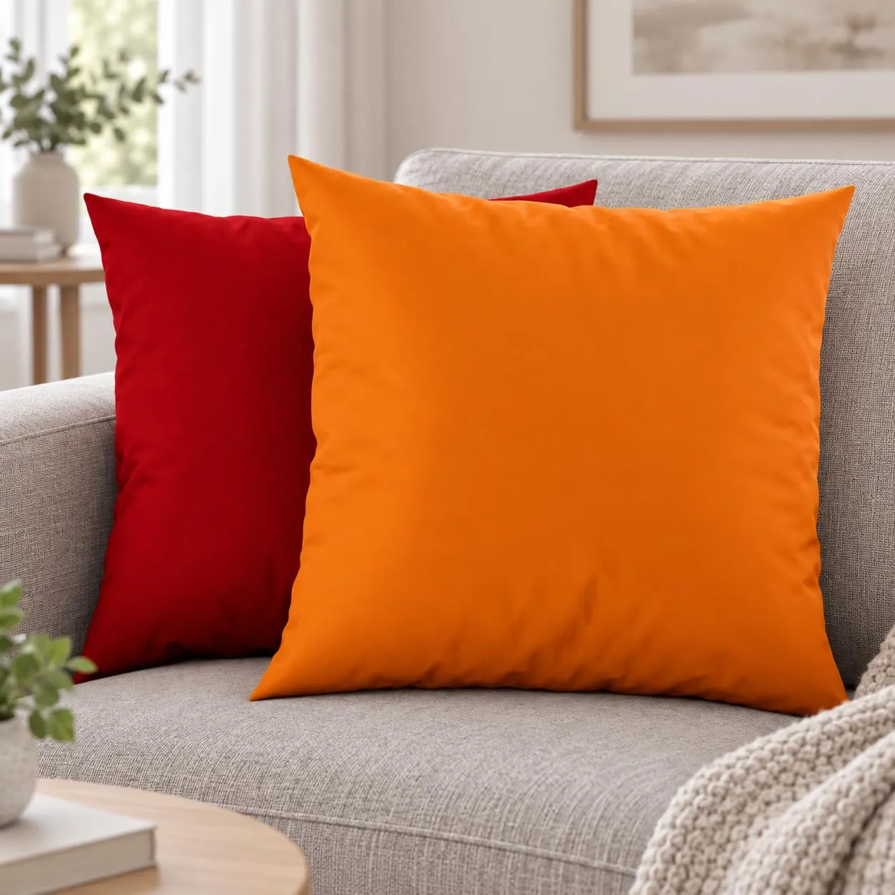 PETTI Artigiani Italiani Coppia di Federe Cuscino 40x40 cm in Microfibra Double Face, Arancione Rosso, Set di 2 - immagine 2
