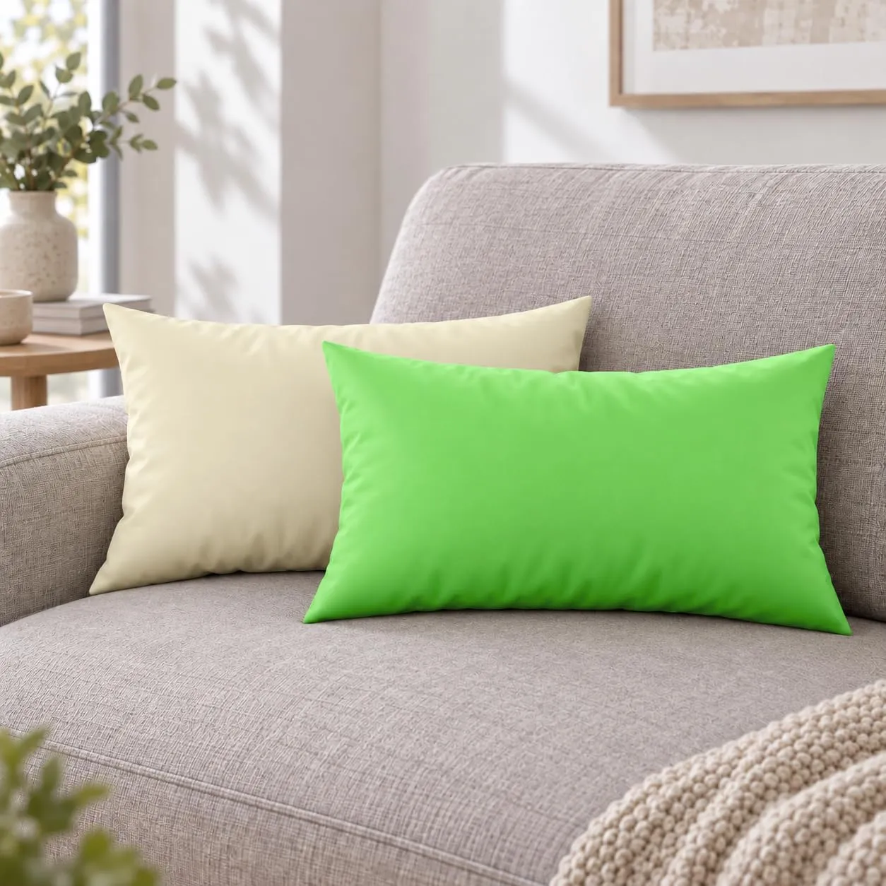 PETTI Artigiani Italiani - Coppia di Federe Cuscino 50x30 cm in Microfibra Double Face, Verde Mela Panna, Set di 2 - immagine 2