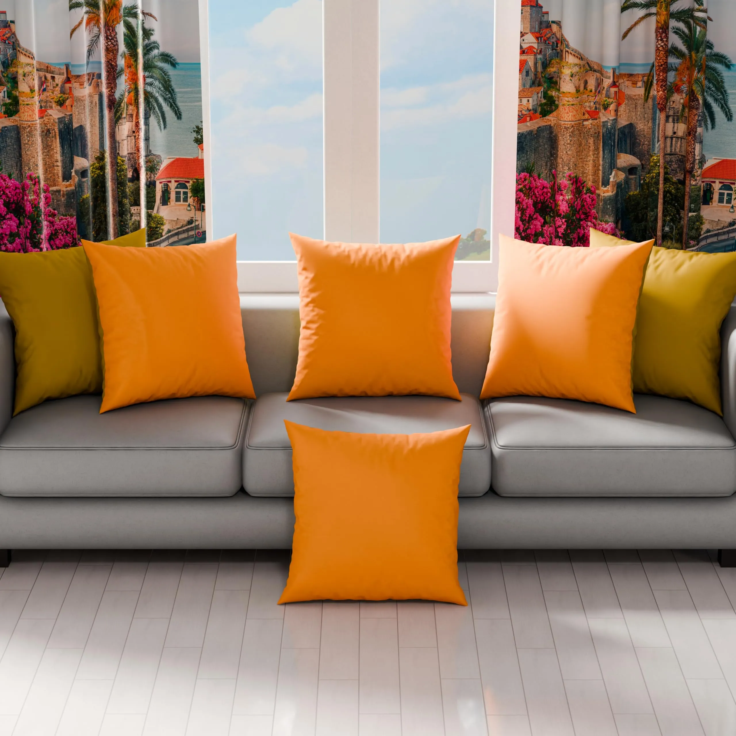 PETTI Artigiani Italiani - Coppia di Federe Cuscino 60x40 cm in Microfibra, Double Face Arancione Giallo, Set di 2 - immagine 3