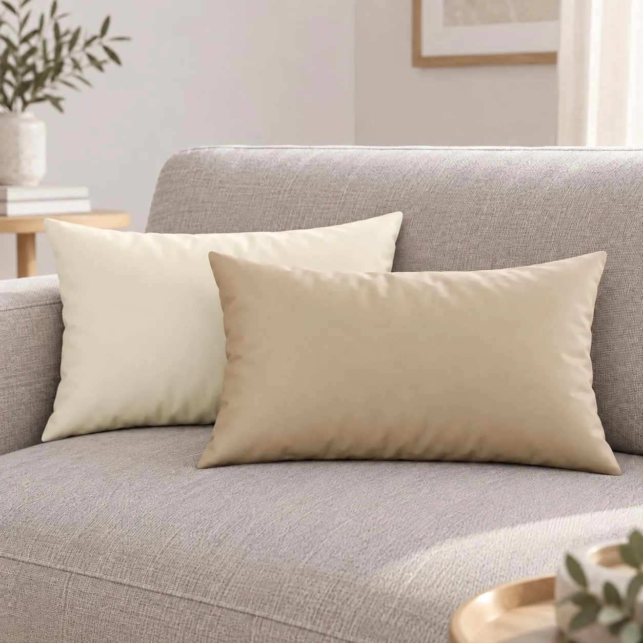 PETTI Artigiani Italiani - Coppia di Federe Cuscino 50x30 cm in Microfibra Double Face, Panna Tortora, Set 2 - immagine 2