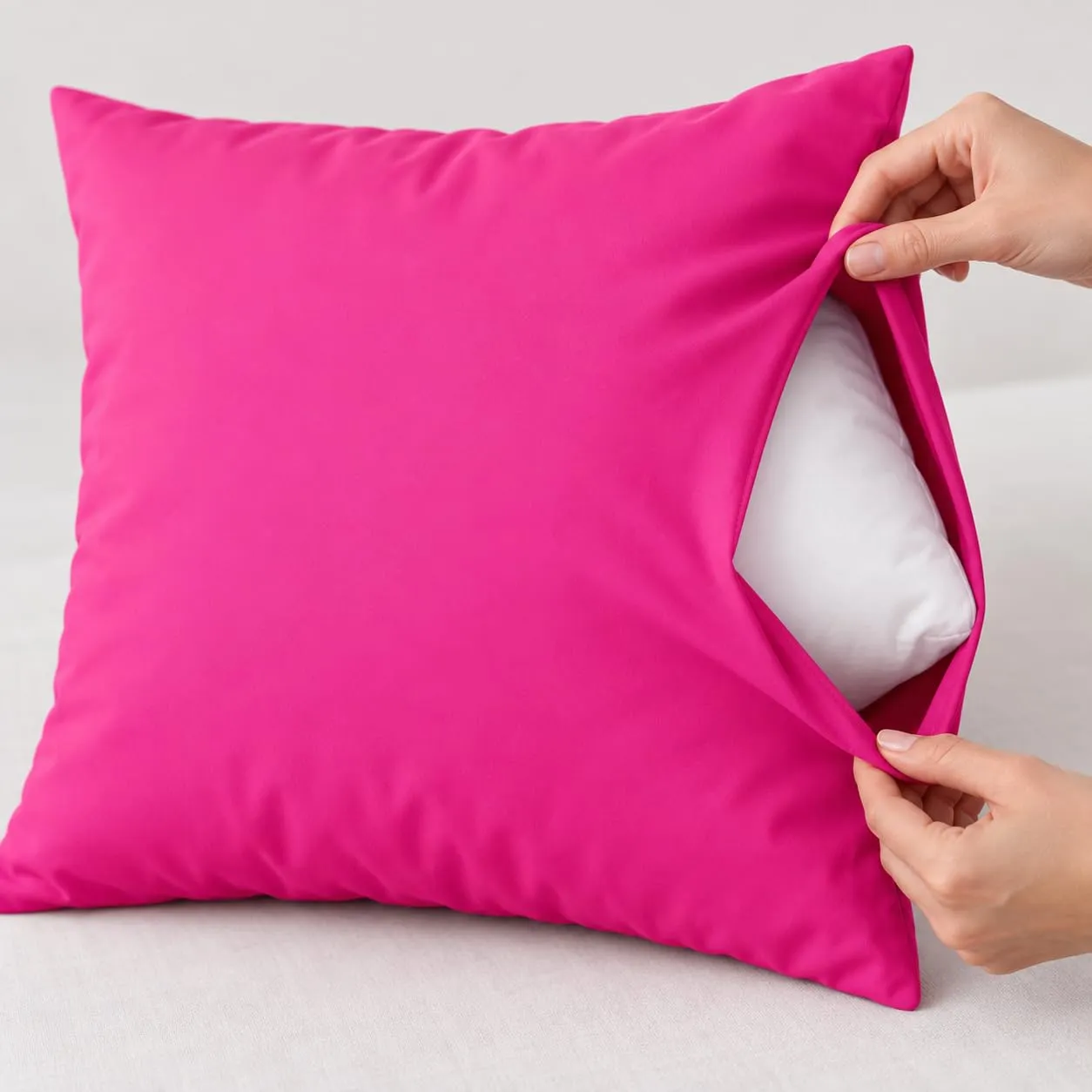 PETTI Artigiani Italiani Federe Cuscino 65x65 cm in Microfibra Double Face Fucsia Bianco, Set di 2 - immagine 6