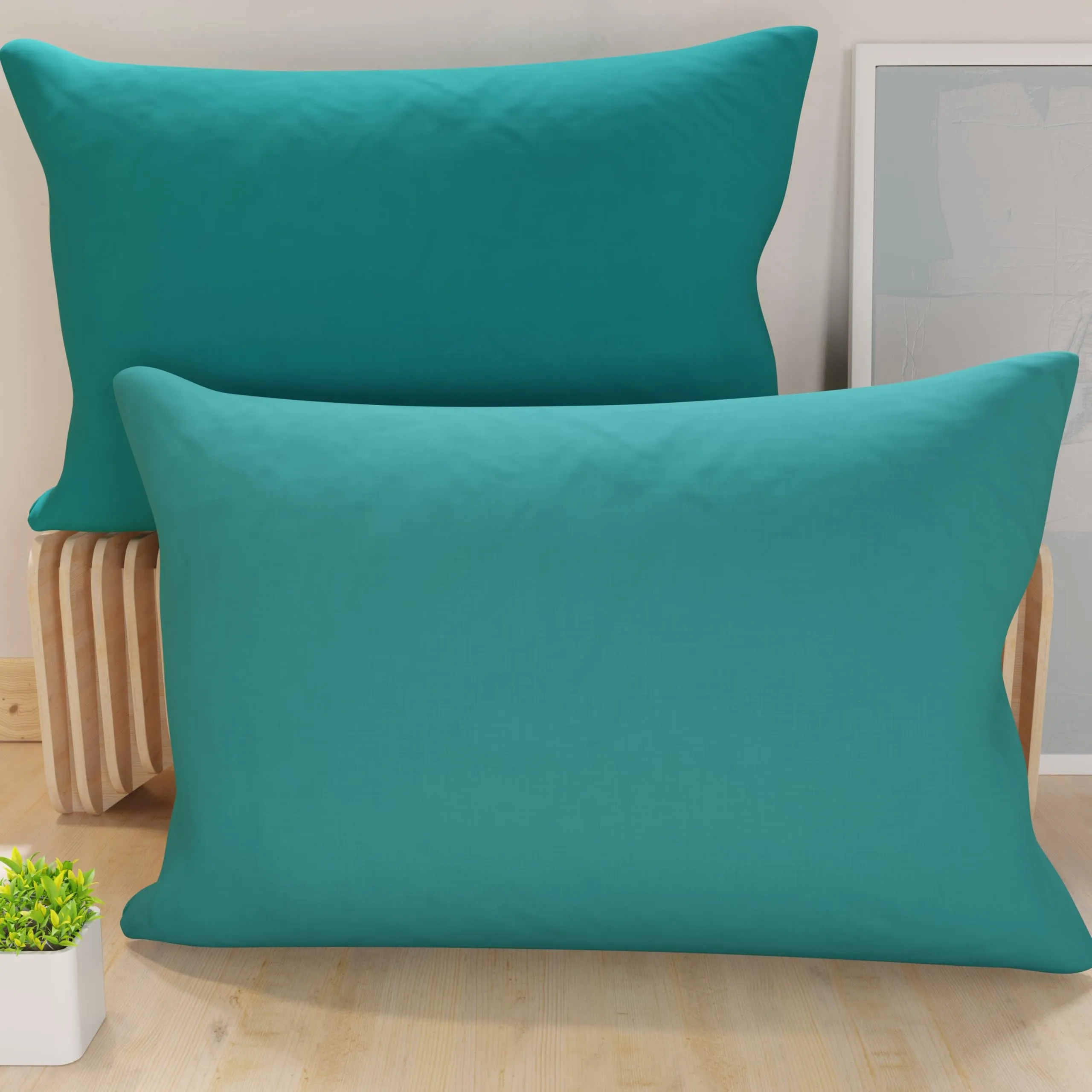 PETTI Artigiani Italiani Federe Cuscino 70x40 cm in Microfibra, Set 2 Fodere Tinta Unita Tiffany - immagine 3