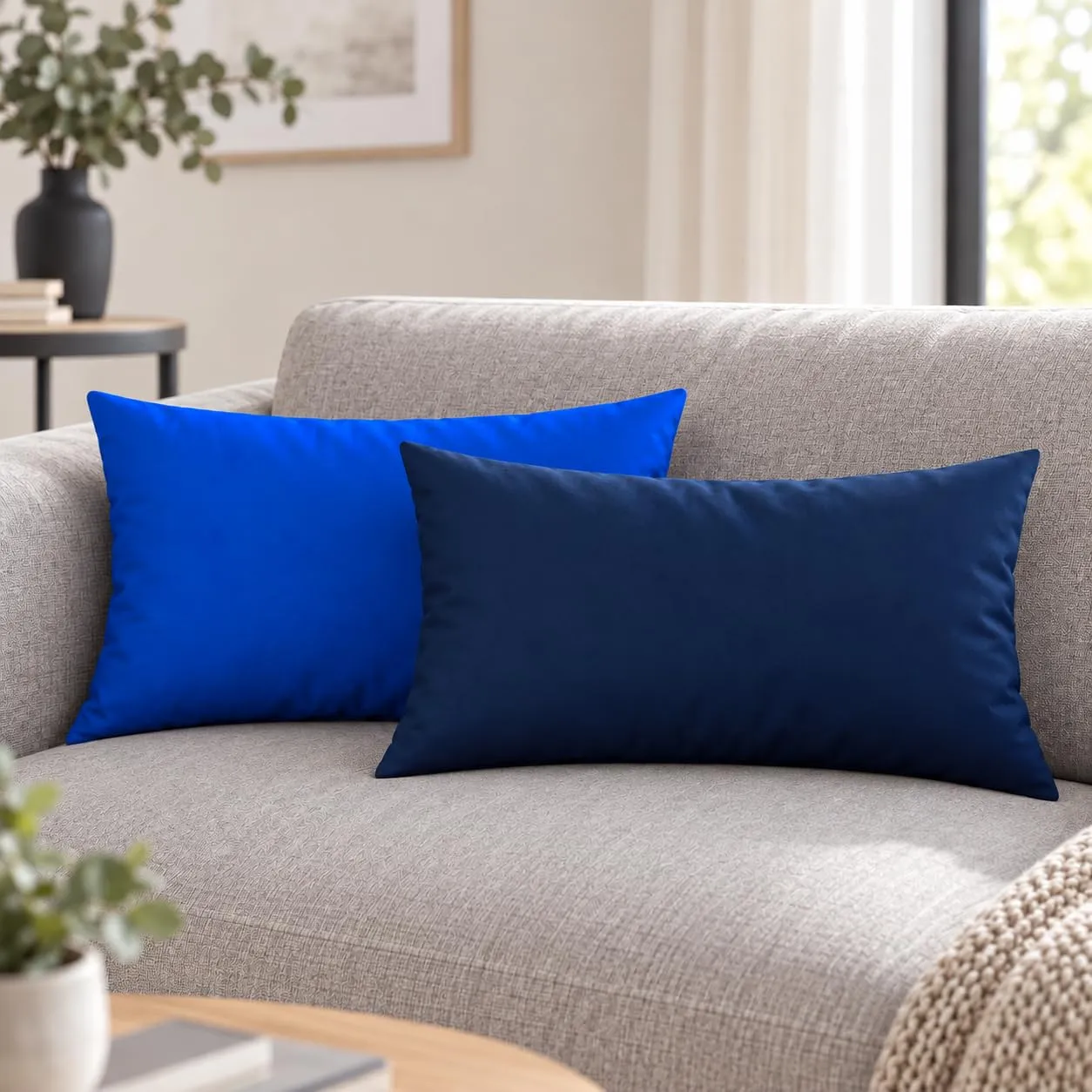 PETTI Artigiani Italiani Coppia di Federe Cuscino 50x30 cm in Microfibra Double Face, Blu Elettrico Notte, Set di 2 - immagine 2