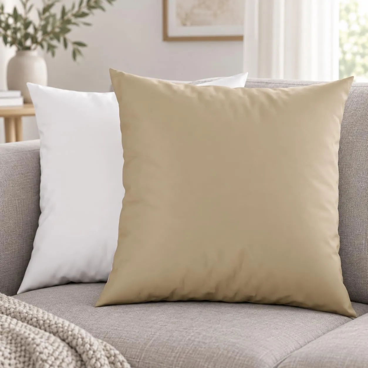 PETTI Artigiani Italiani Coppia di Federe Cuscino 45x45 cm in Microfibra Double Face Tortora Bianco, Set di 2 - immagine 2