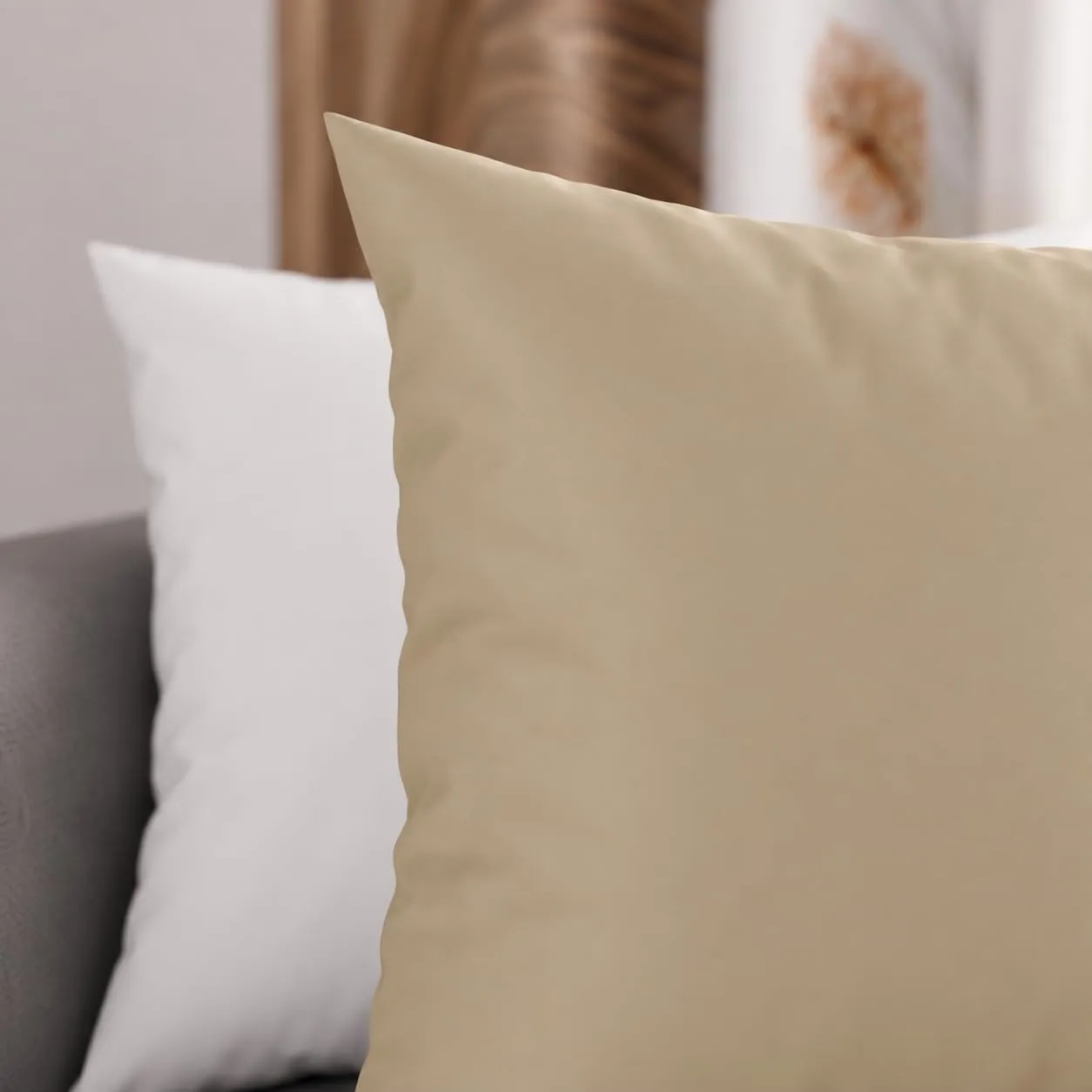 PETTI Artigiani Italiani Coppia di Federe Cuscino 45x45 cm in Microfibra Double Face Tortora Bianco, Set di 2 - immagine 3
