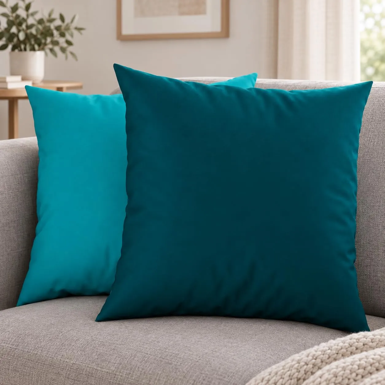 PETTI Artigiani Italiani Federe Cuscino 80x80 cm in Microfibra Double Face, Set di 2, Tiffany Ottanio - immagine 2
