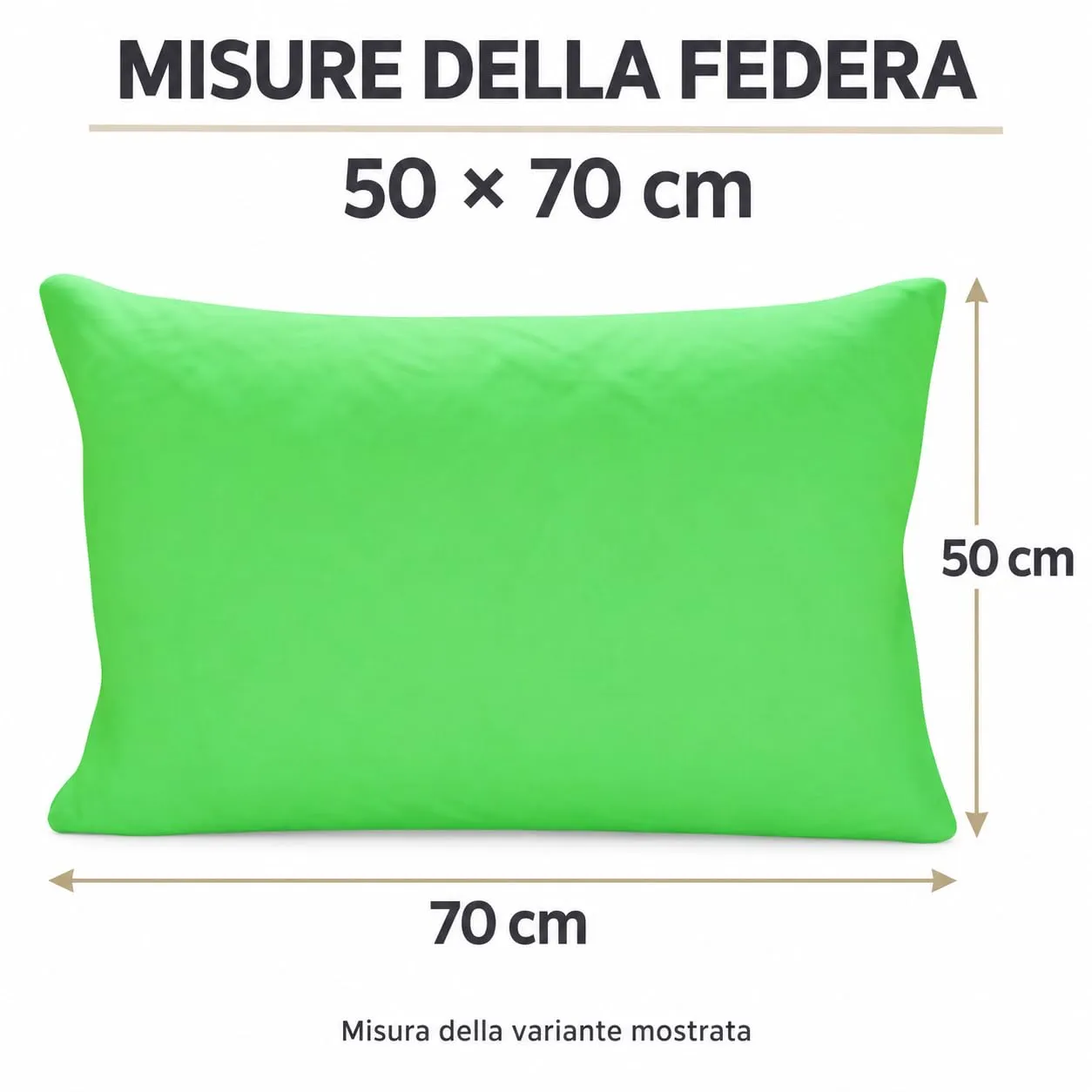 PETTI Artigiani Italiani Federe Cuscino in Microfibra, 70x50 cm, Set 2, Verde Mela - immagine 4