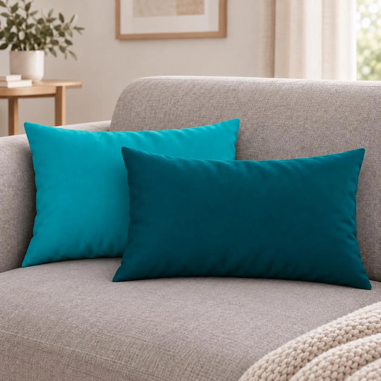 PETTI Artigiani Italiani - Set di 2 Federe per Cuscino 50x30 cm in Microfibra Double Face, Tiffany Ottanio - immagine 2