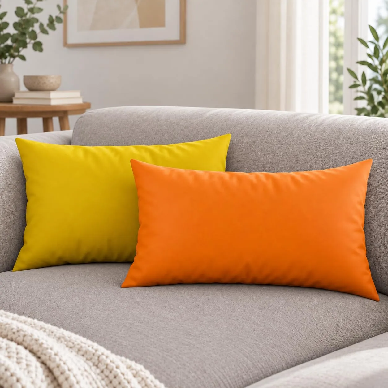 PETTI Artigiani Italiani Coppia di Federe Cuscino 50x30 cm in Microfibra Double Face Arancione Giallo, Set 2 - immagine 2