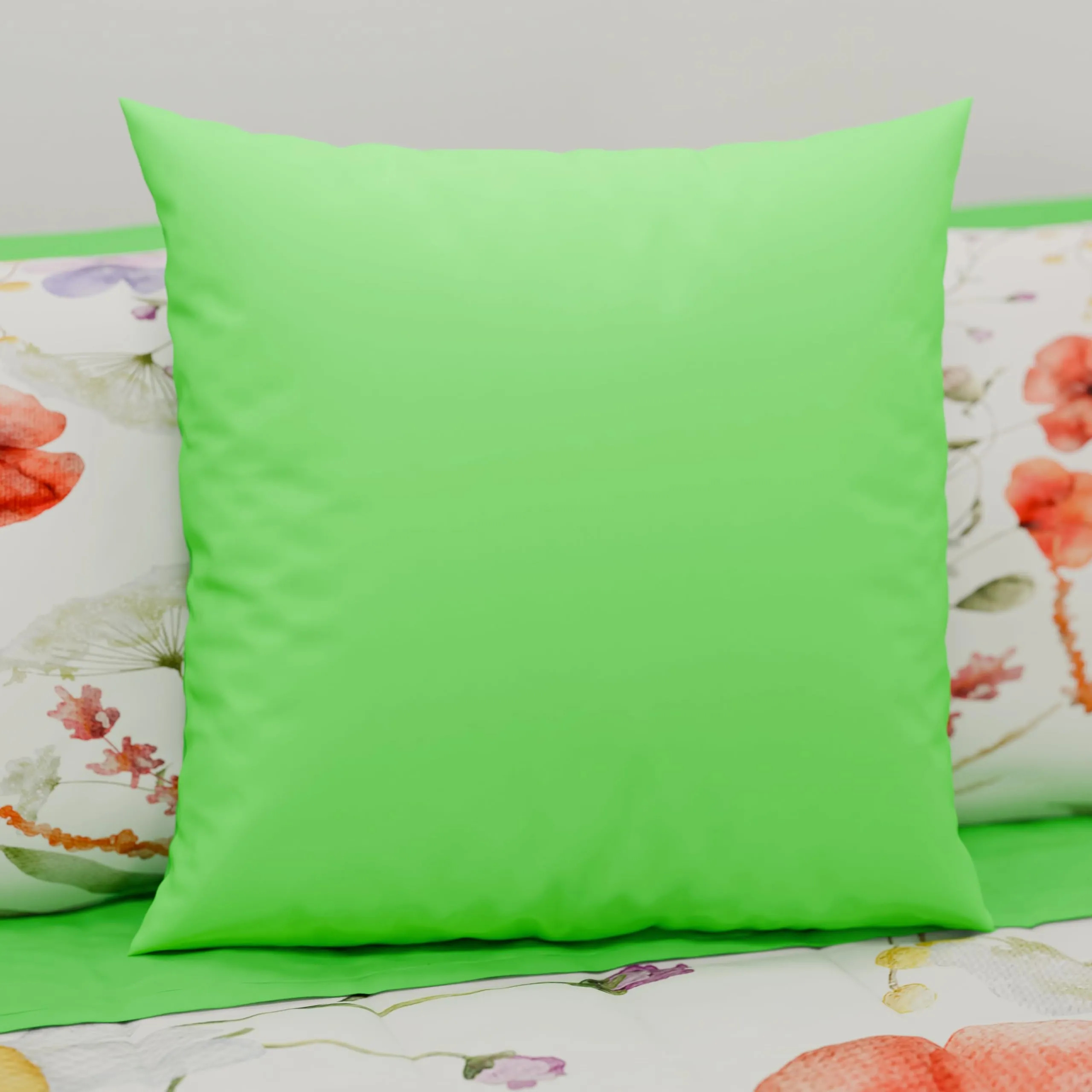 PETTI Artigiani Italiani Coppia di Federe Cuscino 45x45 cm in Microfibra, Verde Mela, Set di 2 - immagine 2