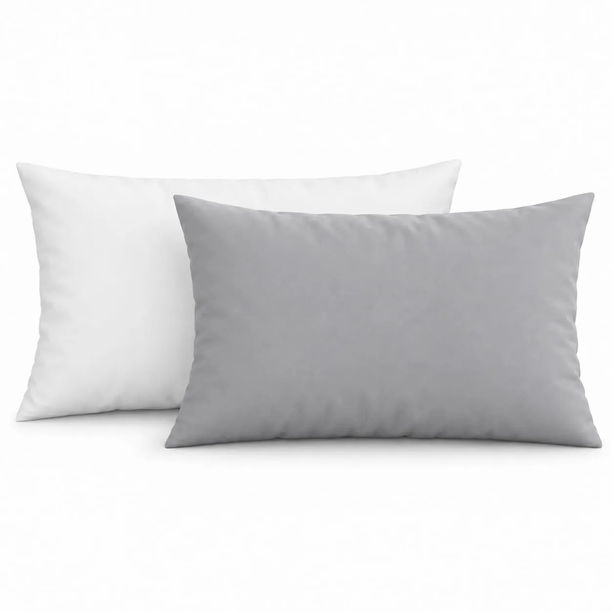 PETTI Artigiani Italiani Coppia di Federe Cuscino 50x30 cm in Microfibra Double Face Bianco Grigio Chiaro, Set 2 Pezzi - immagine 1