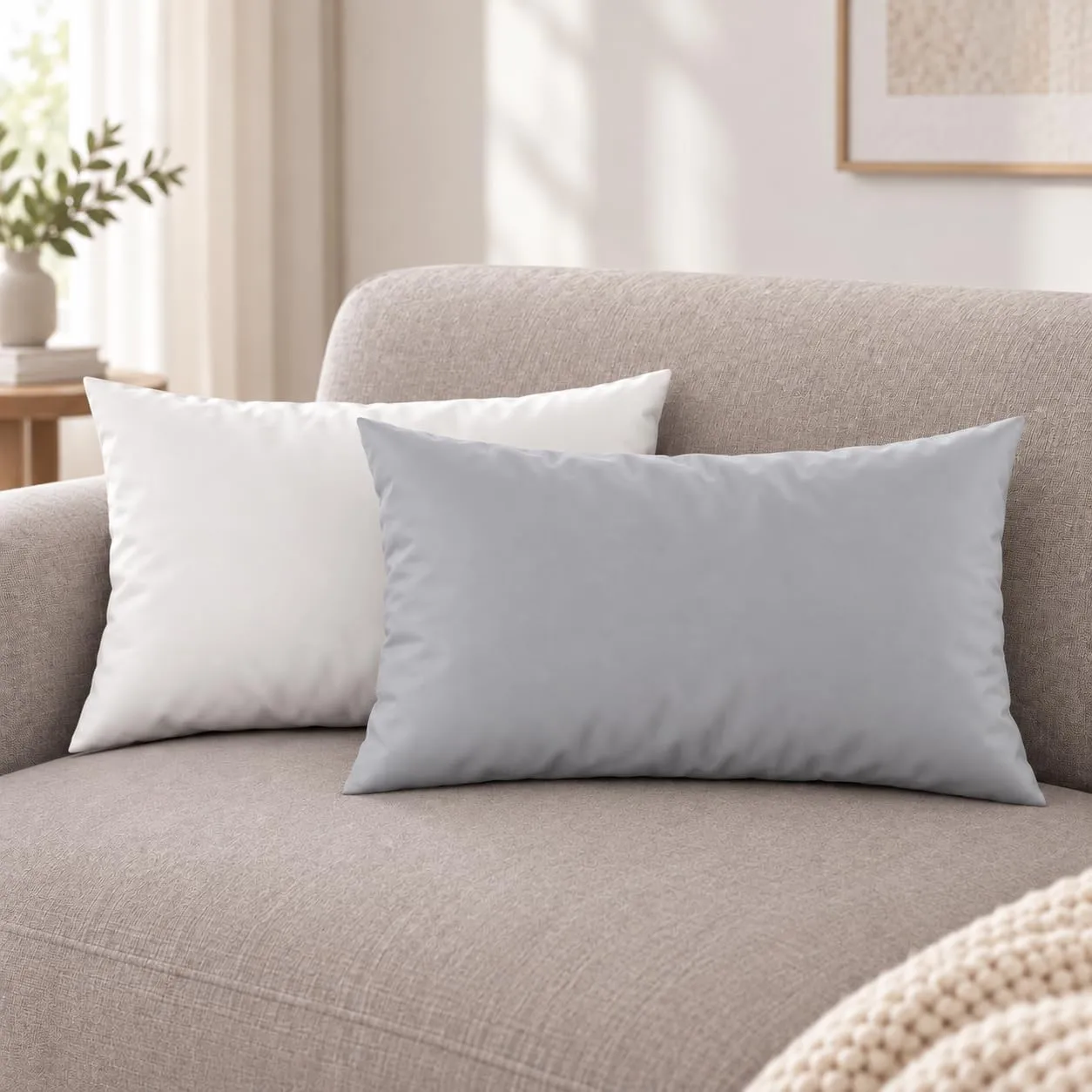 PETTI Artigiani Italiani Coppia di Federe Cuscino 50x30 cm in Microfibra Double Face Bianco Grigio Chiaro, Set 2 Pezzi - immagine 2