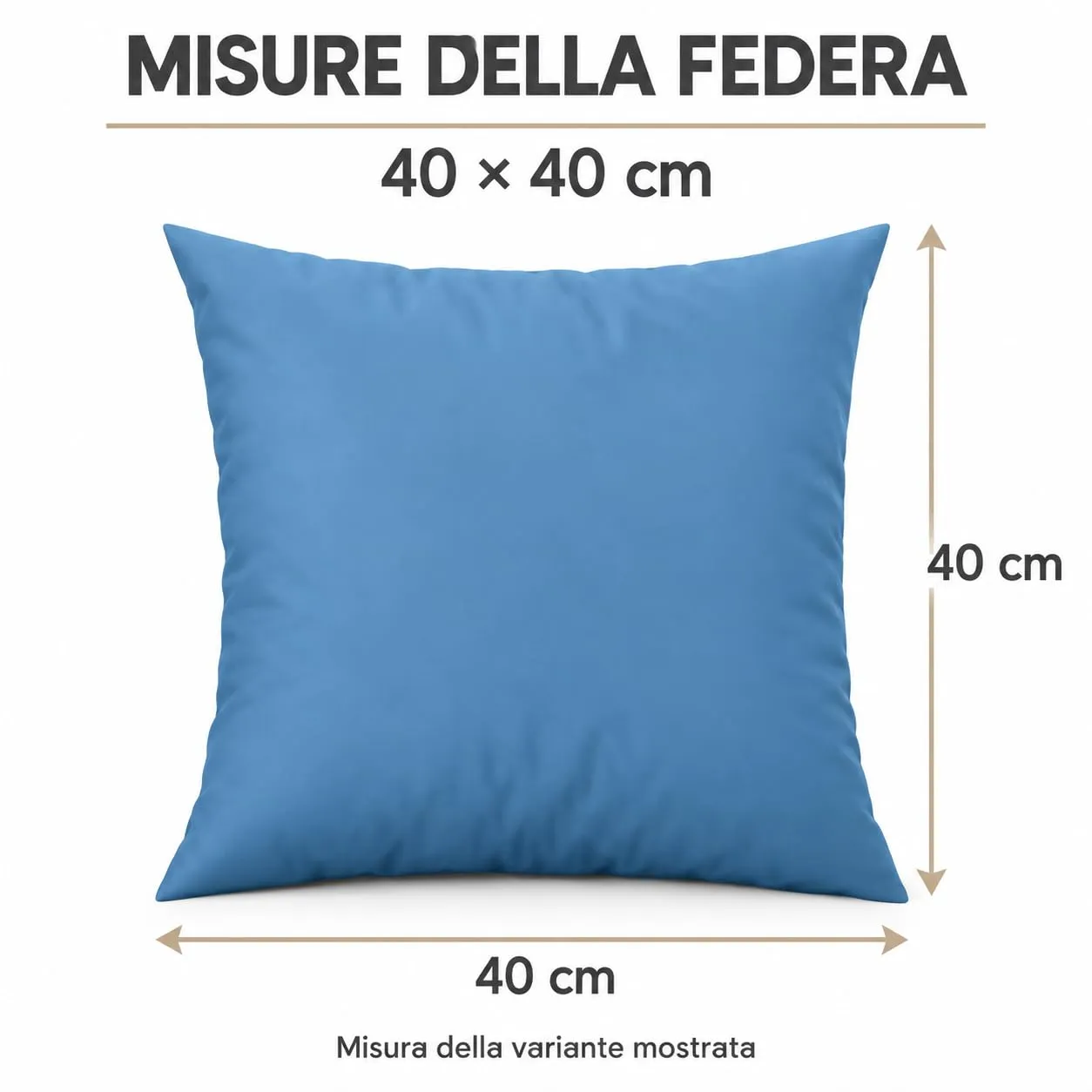 PETTI Artigiani Italiani Federe Cuscino 40x40 cm in Microfibra, Set 2 Fodere Double Face, Azzurro Blu - immagine 4