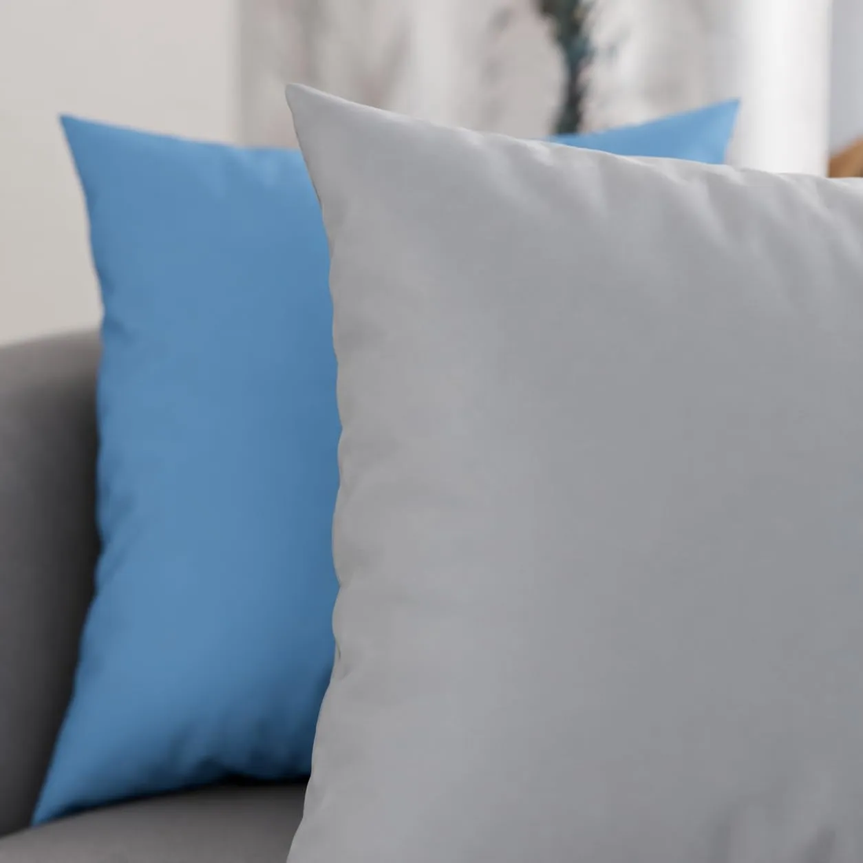 PETTI Artigiani Italiani Coppia di Federe Cuscino 60x60 cm in Microfibra Double Face Celeste Grigio Chiaro, Set di 2 - immagine 3