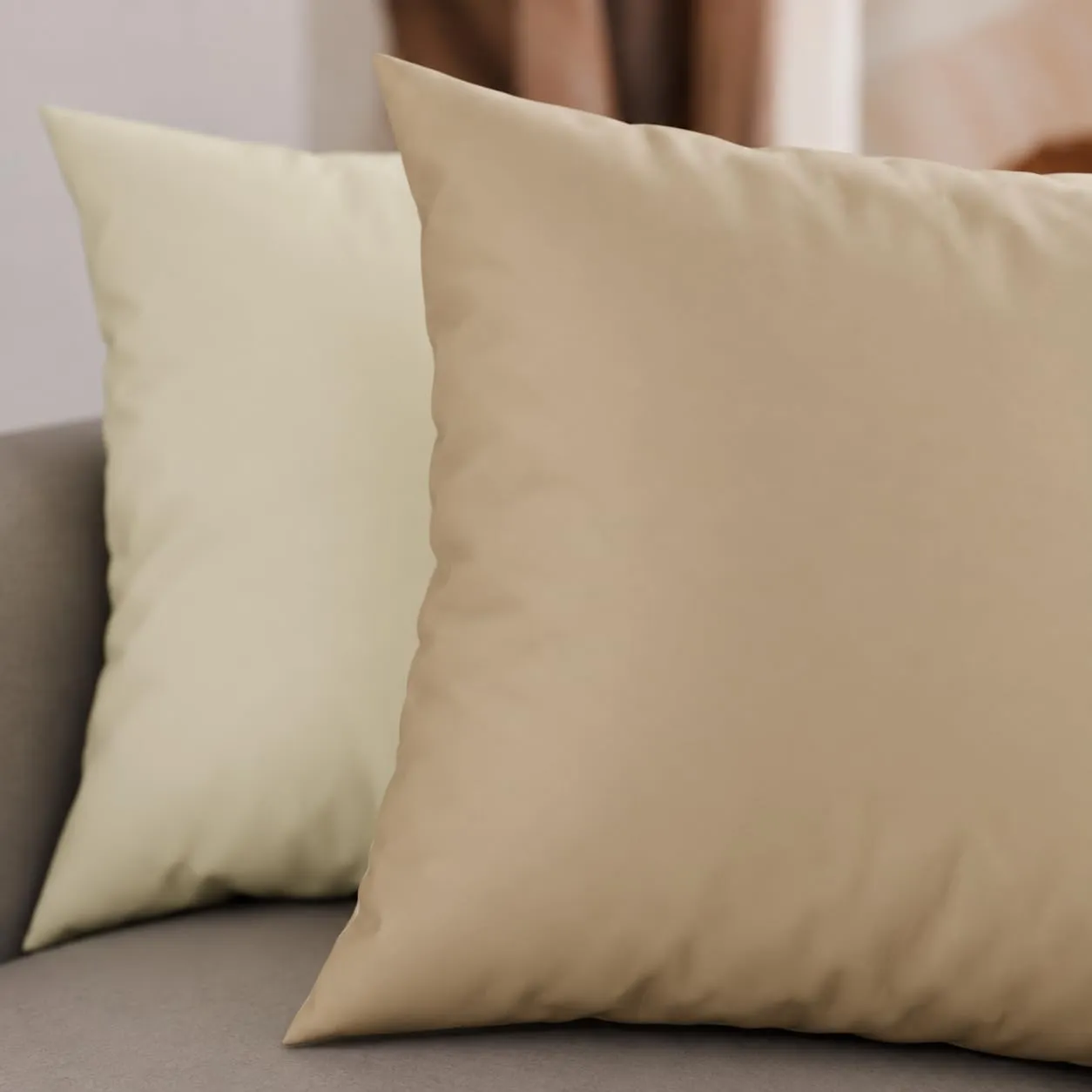PETTI Artigiani Italiani Coppia di Federe Cuscino 30x30 cm in Microfibra Double Face, Panna Tortora, Set di 2 - immagine 3
