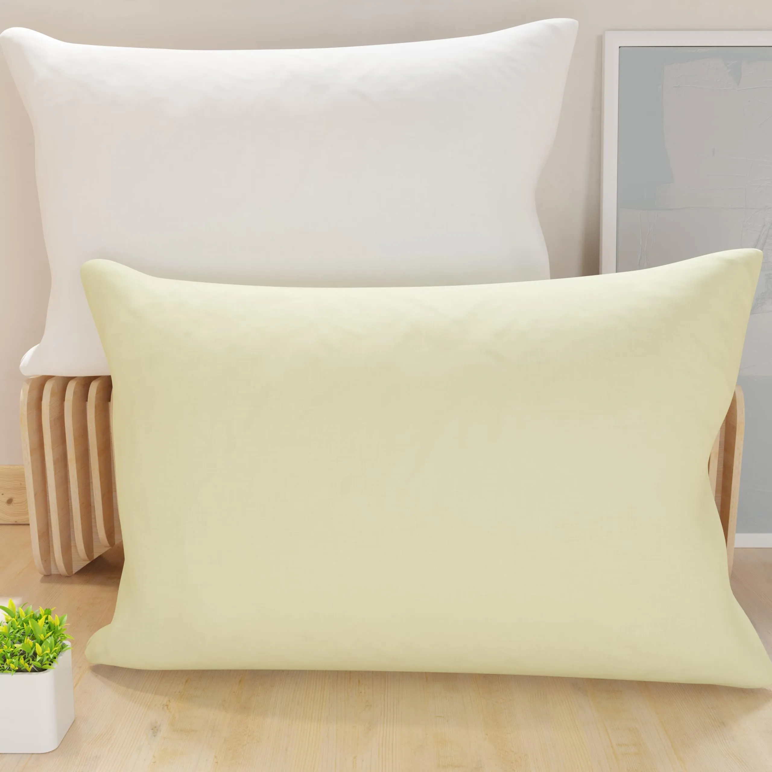 PETTI Artigiani Italiani Coppia di Federe Cuscino 60x40 cm in Microfibra Double Face Bianco Panna, Set di 2 - immagine 1