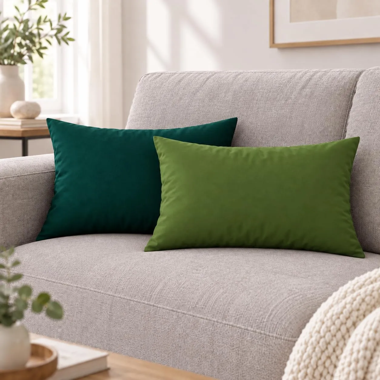 PETTI Artigiani Italiani Coppia di Federe Cuscino 50x30 cm in Microfibra Double Face Verde Oliva Smeraldo, Set di 2 - immagine 2