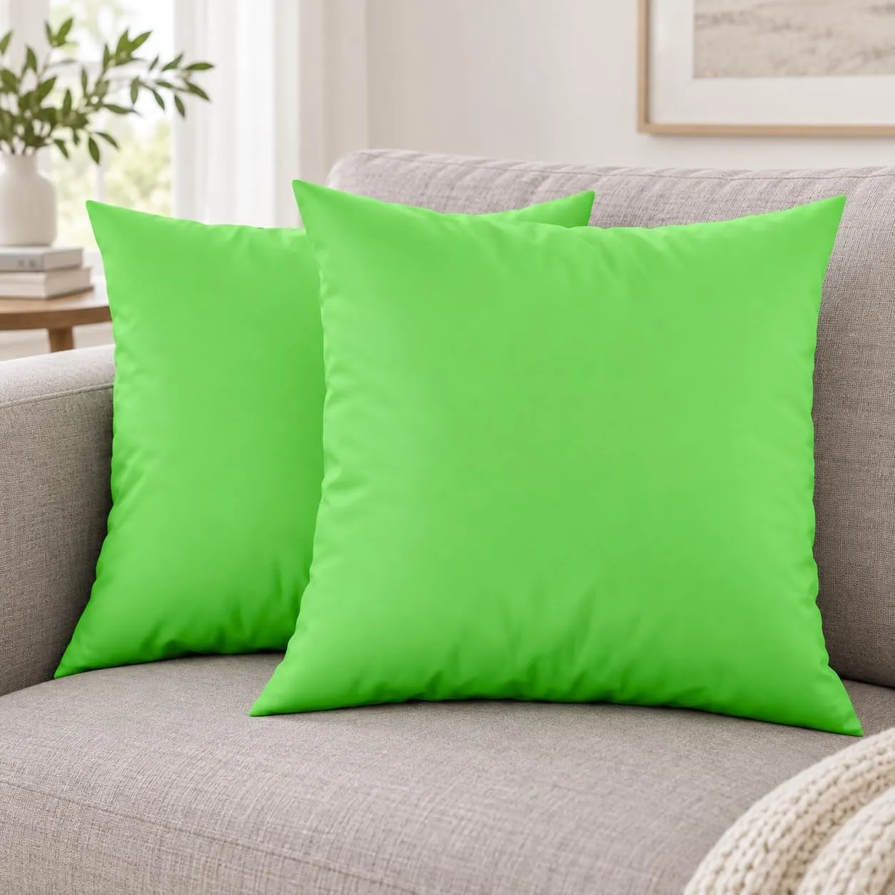 PETTI Artigiani Italiani - Coppia di Federe Cuscino 60x60 cm in Microfibra, Verde Mela - immagine 2