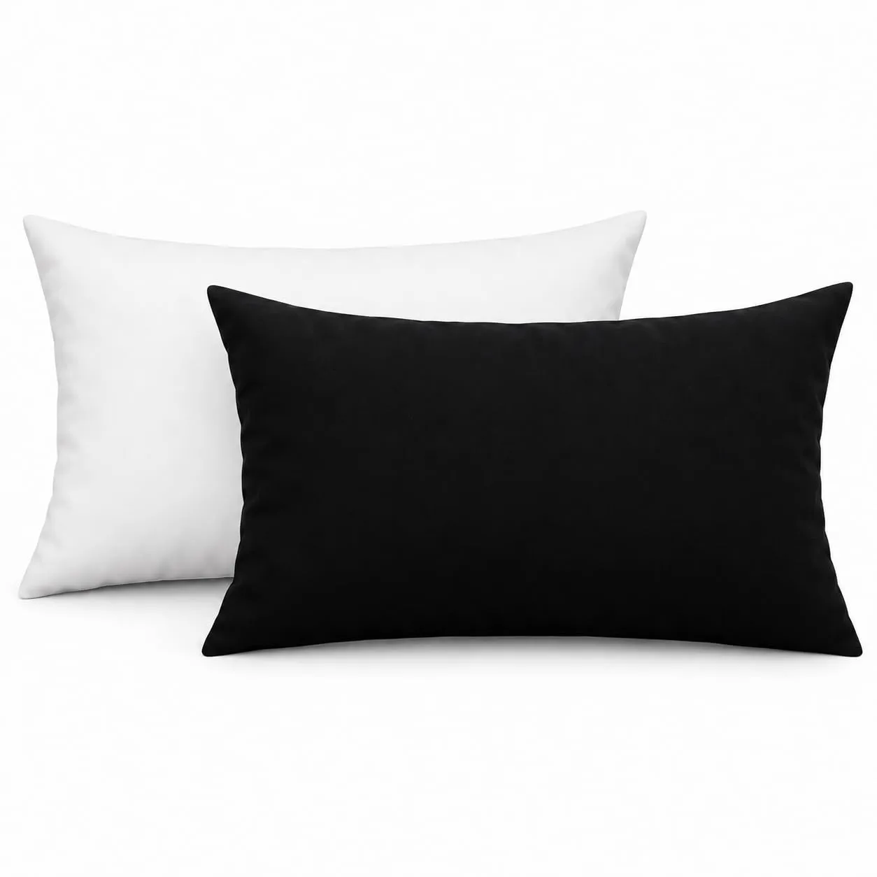 PETTI Artigiani Italiani Coppia di Federe Cuscino 50x30 cm in Microfibra Double Face Bianco Nero, Set di 2 - immagine 1