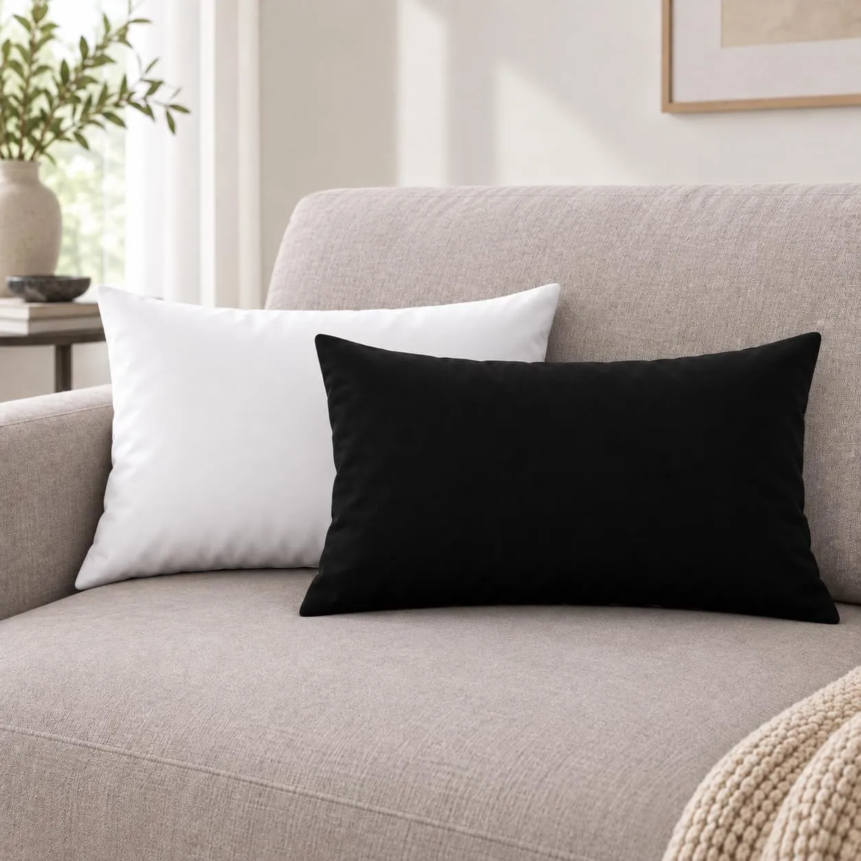 PETTI Artigiani Italiani Coppia di Federe Cuscino 50x30 cm in Microfibra Double Face Bianco Nero, Set di 2 - immagine 2