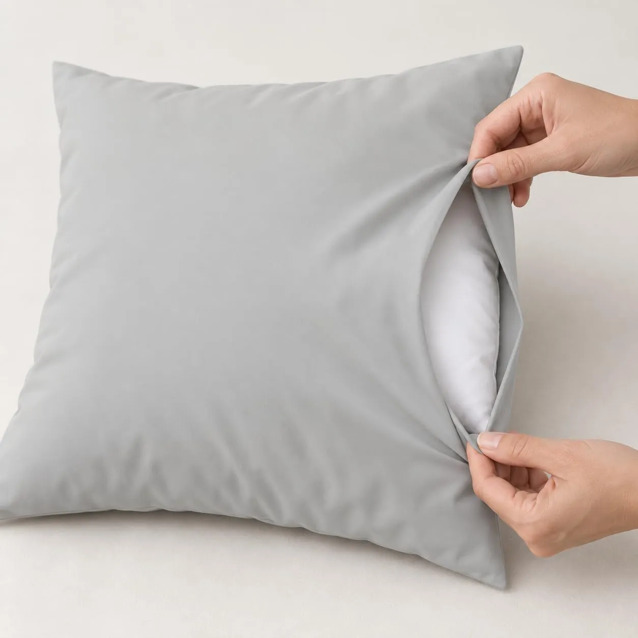 PETTI Artigiani Italiani Coppia di Federe Cuscino 60x60 cm in Microfibra Double Face Panna Grigio Chiaro, Set di 2 - immagine 6