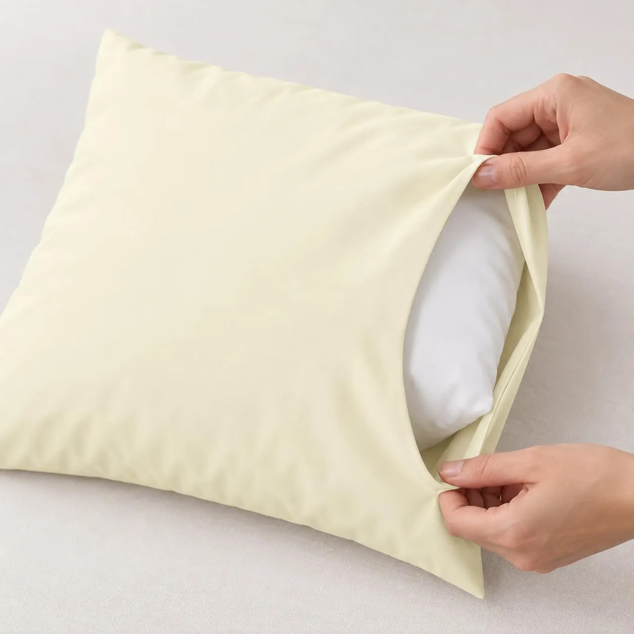 PETTI Artigiani Italiani - Coppia di Federe Cuscino 60x60 cm in Microfibra, Double Face, Bianco Panna, Set di 2 - immagine 6