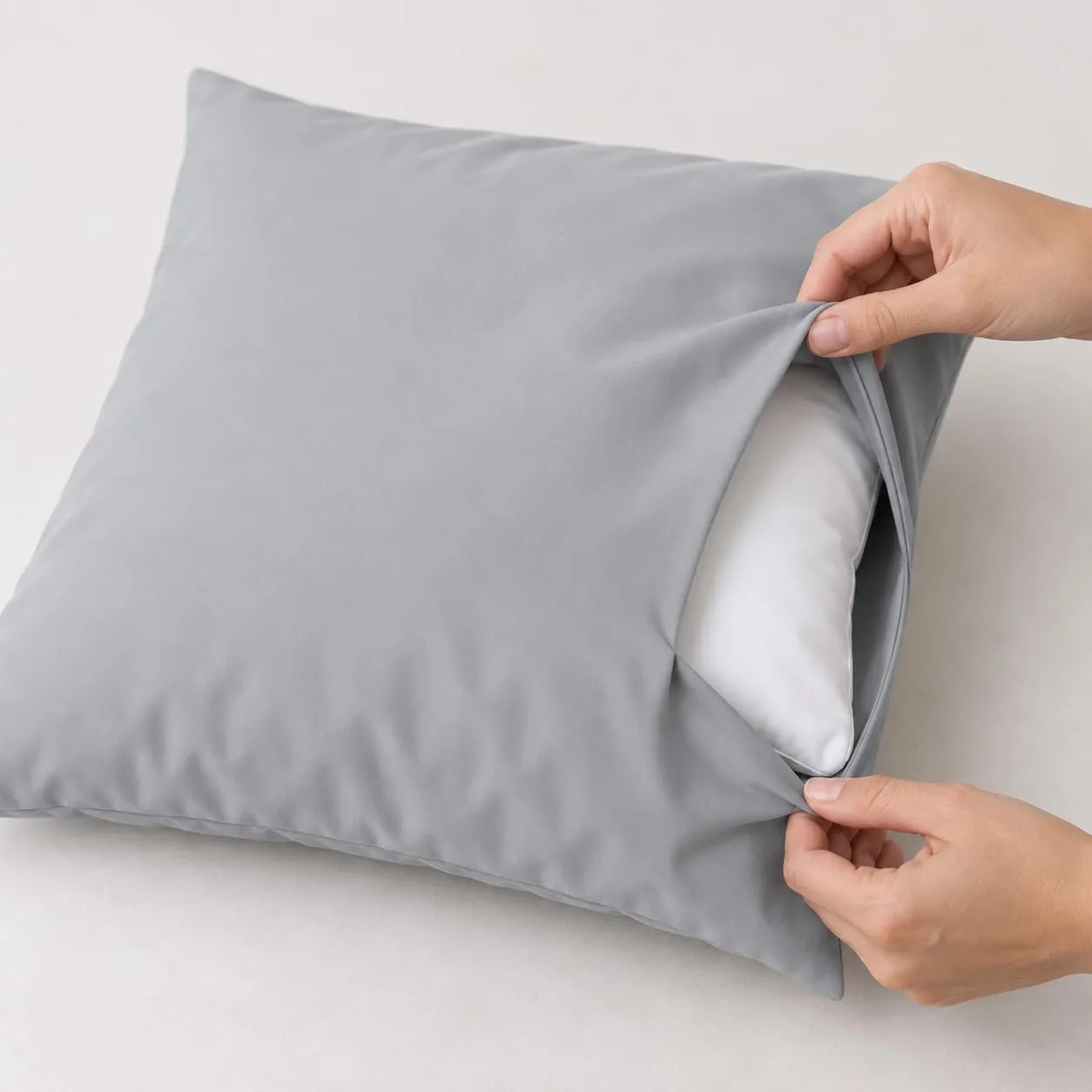 PETTI Artigiani Italiani Federe Cuscino 30x30 cm in Microfibra, Set 2 Copricuscino Double Face Celeste Grigio Chiaro - immagine 6