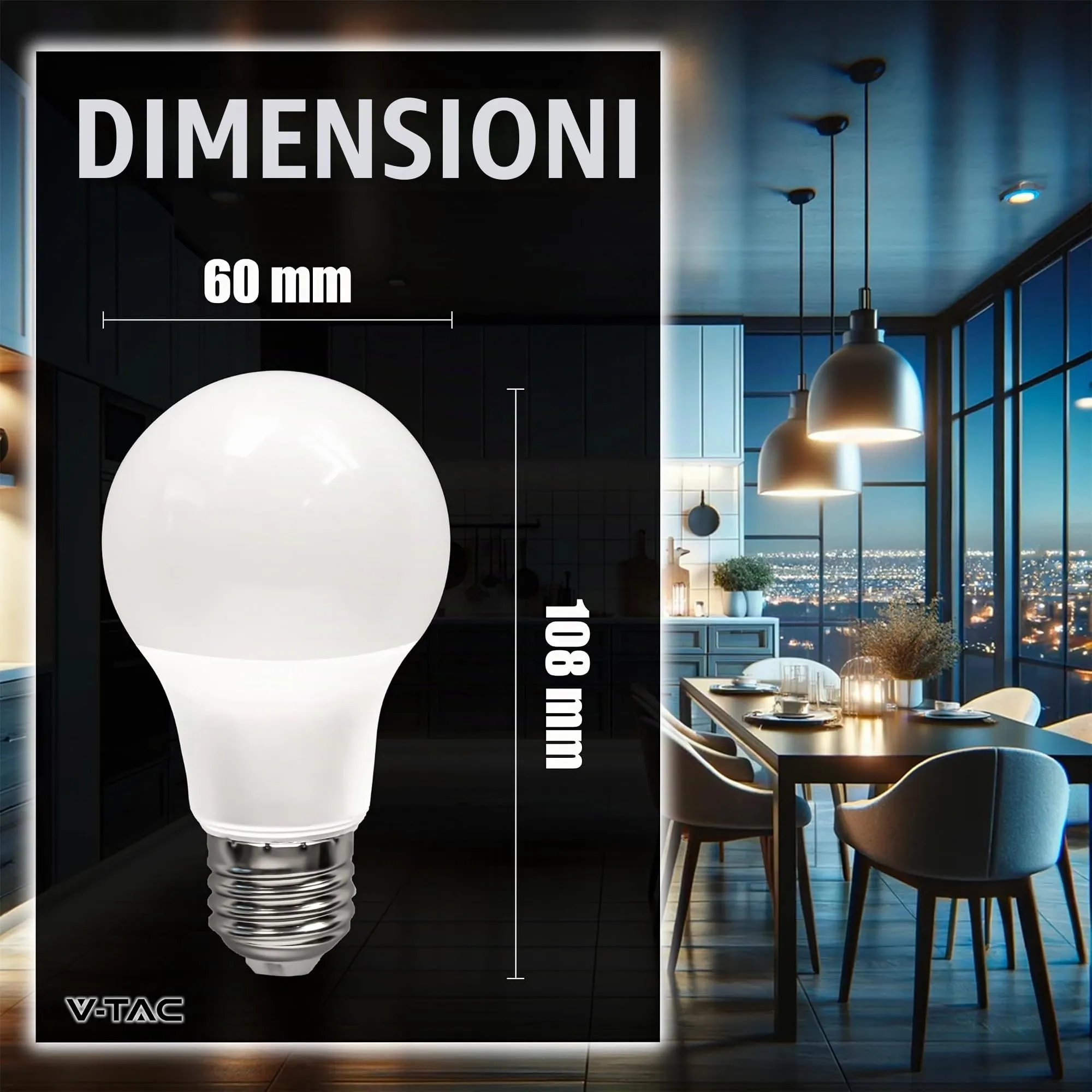 V-TAC Lampadine LED E27 8,5W A60 Luce Naturale 4000K 806 Lumen - Confezione da 3 pezzi - immagine 7