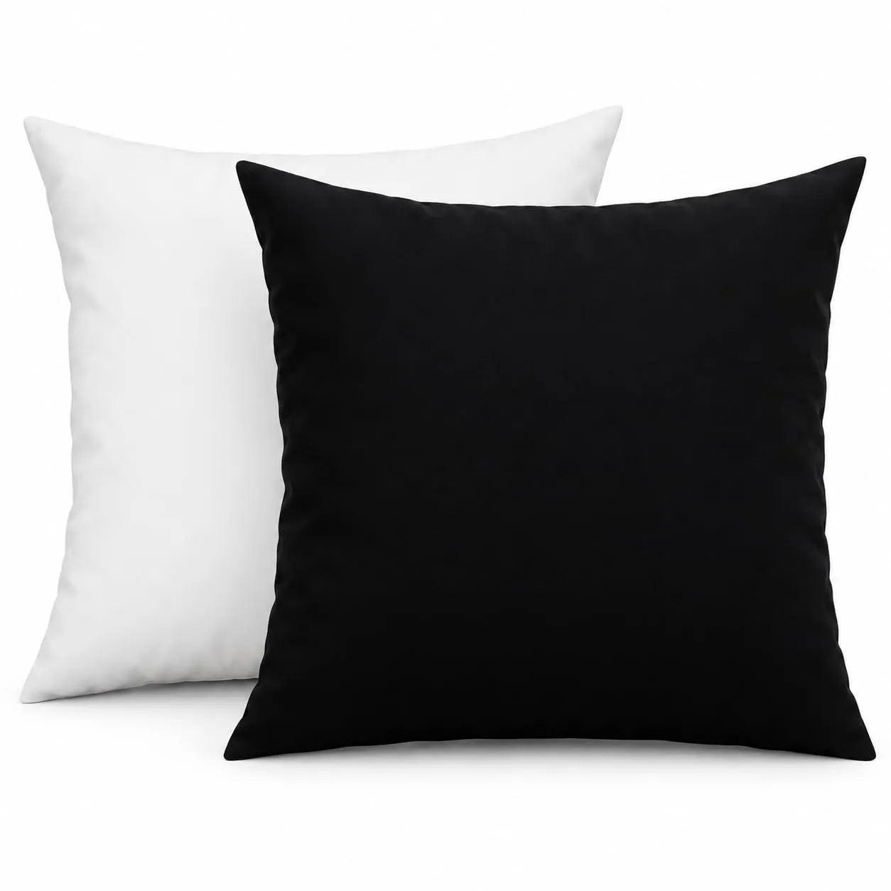 PETTI Artigiani Italiani Federe Cuscino 50x50 cm in Microfibra Double Face, Bianco Nero, Set di 2 - immagine 1