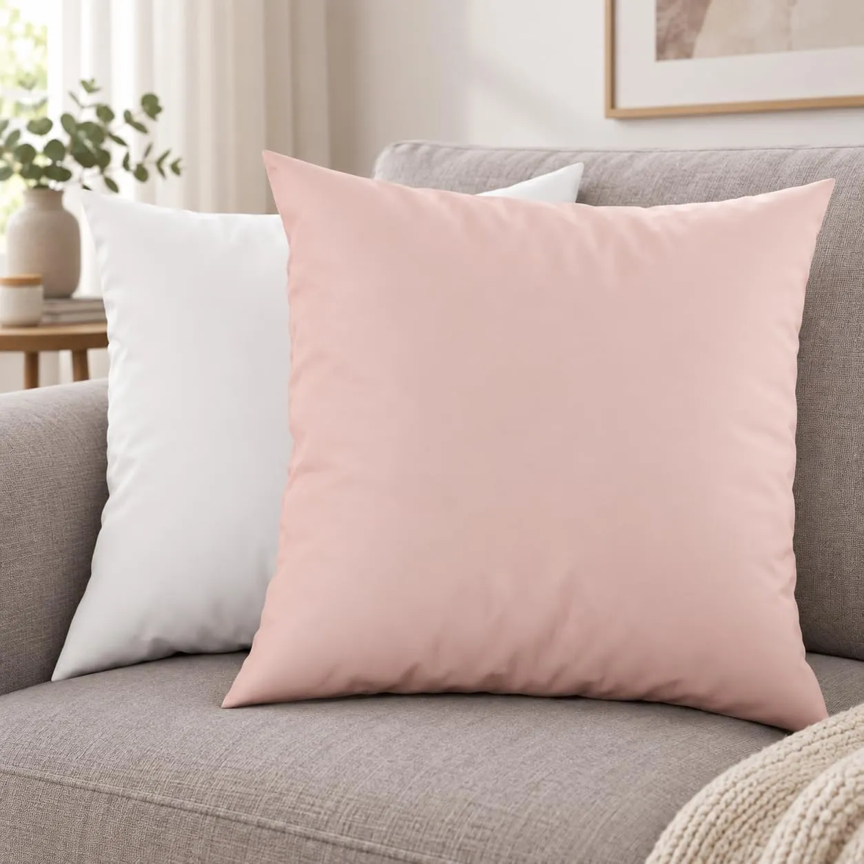 PETTI Artigiani Italiani Coppia di Federe Cuscino 45x45 cm in Microfibra Double Face, Bianco Cipria Chiaro, Set di 2 - immagine 2