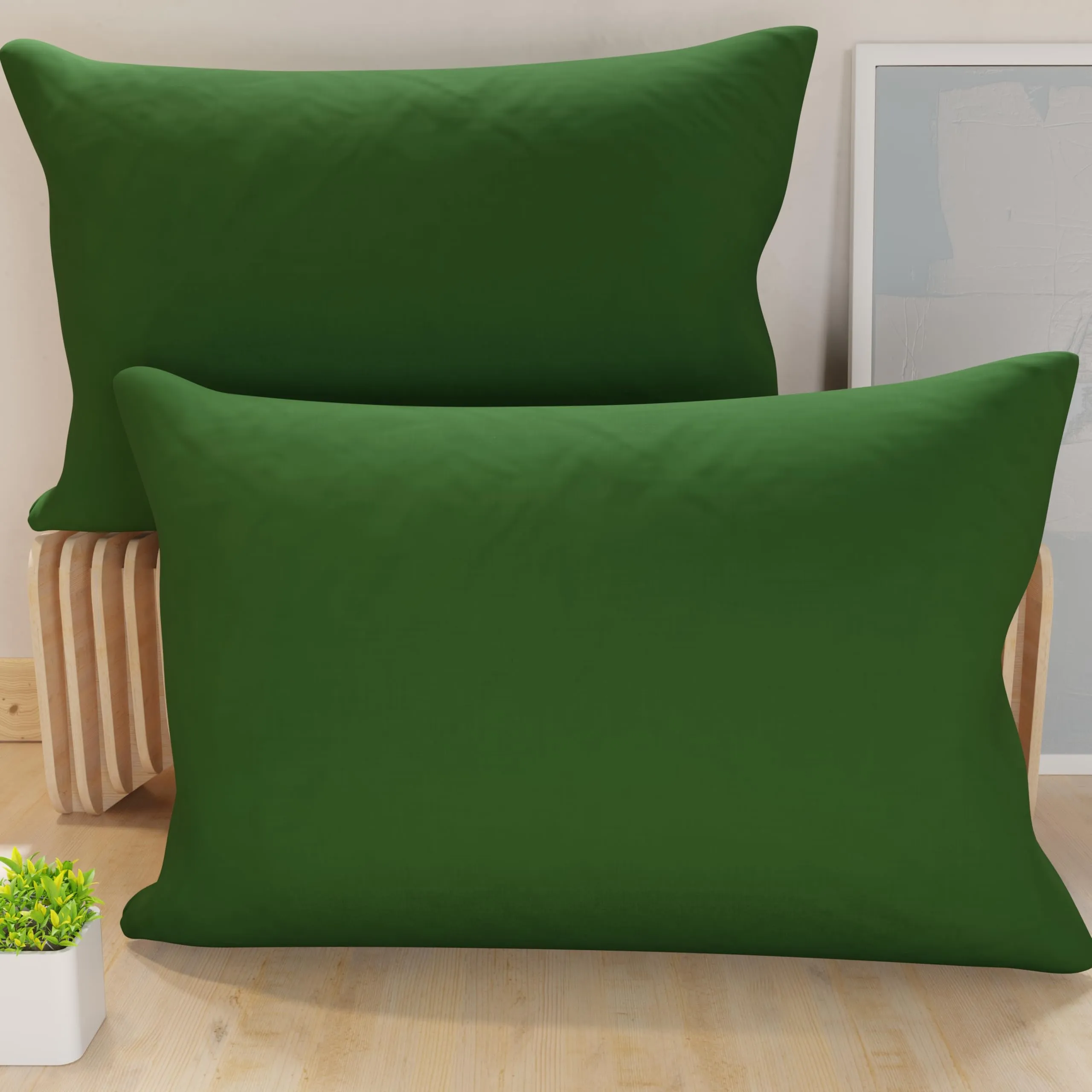 PETTI Artigiani Italiani Coppia di Federe Cuscino 80x50 cm in Microfibra Verde Oliva, Set di 2 - immagine 1
