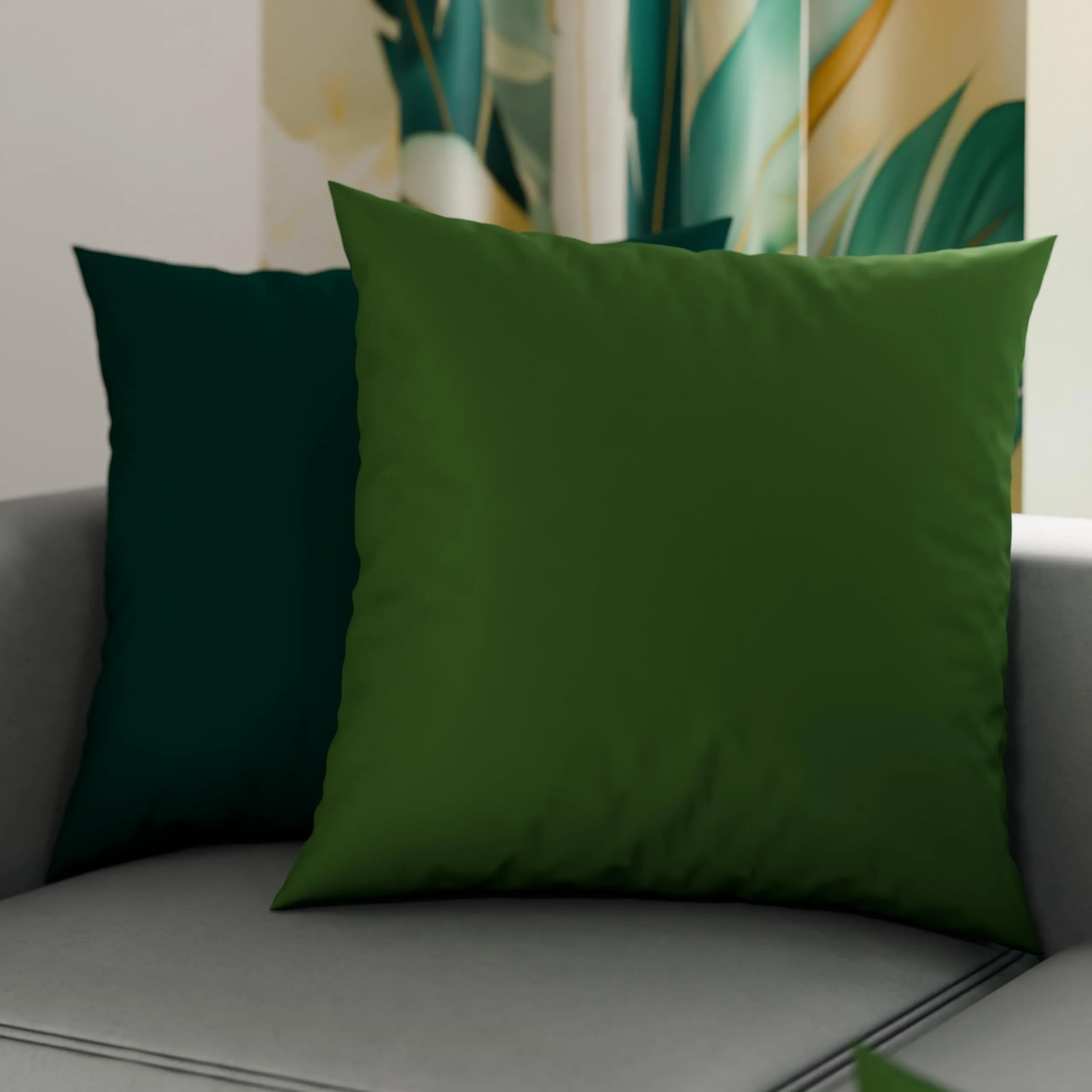 PETTI Artigiani Italiani Federe Cuscino 80x40 cm in Microfibra, Set 2, Double Face Verde Oliva Smeraldo - immagine 2