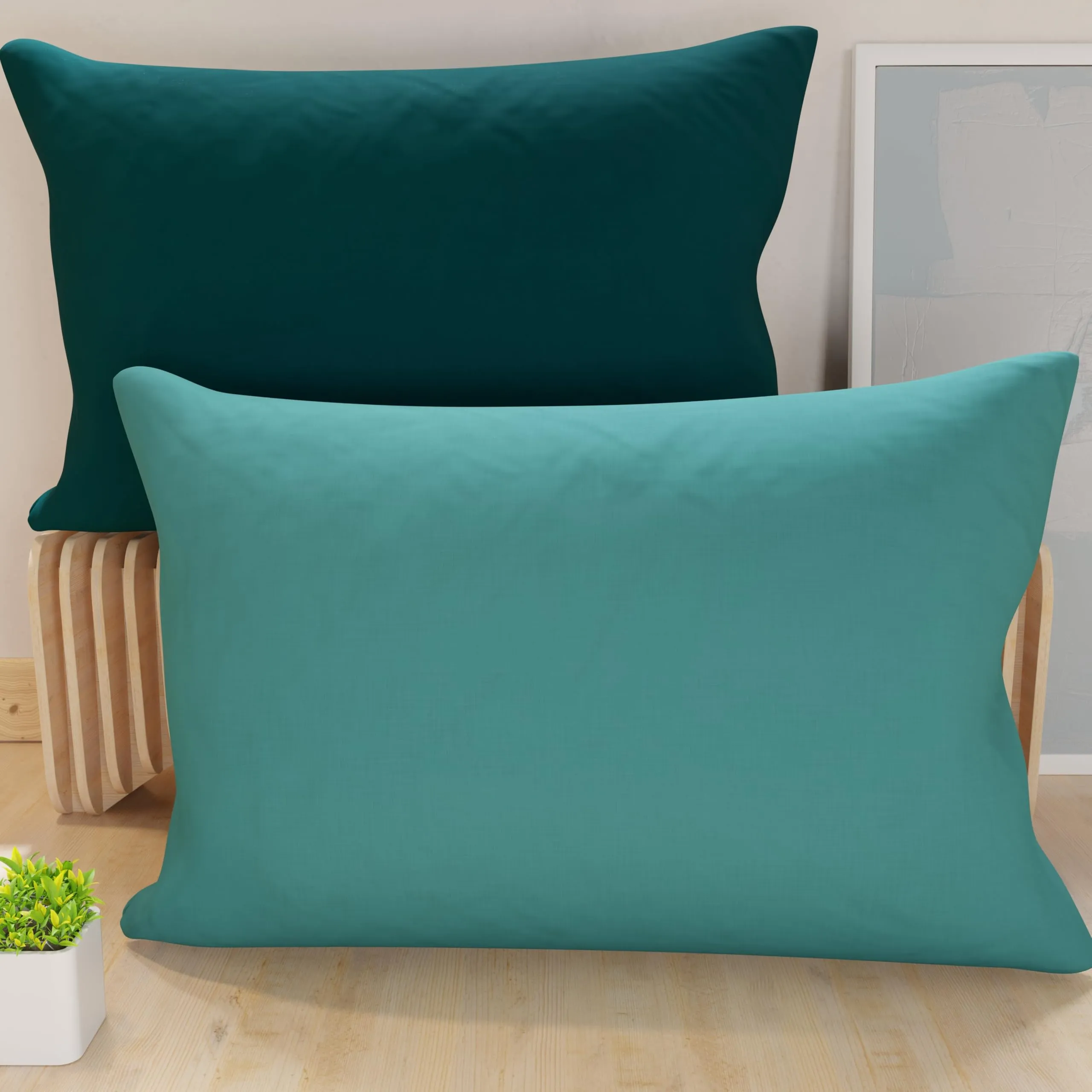 PETTI Artigiani Italiani Coppia di Federe Cuscino 80x50 cm in Microfibra Double Face Tiffany Ottanio, Set di 2 - immagine 2