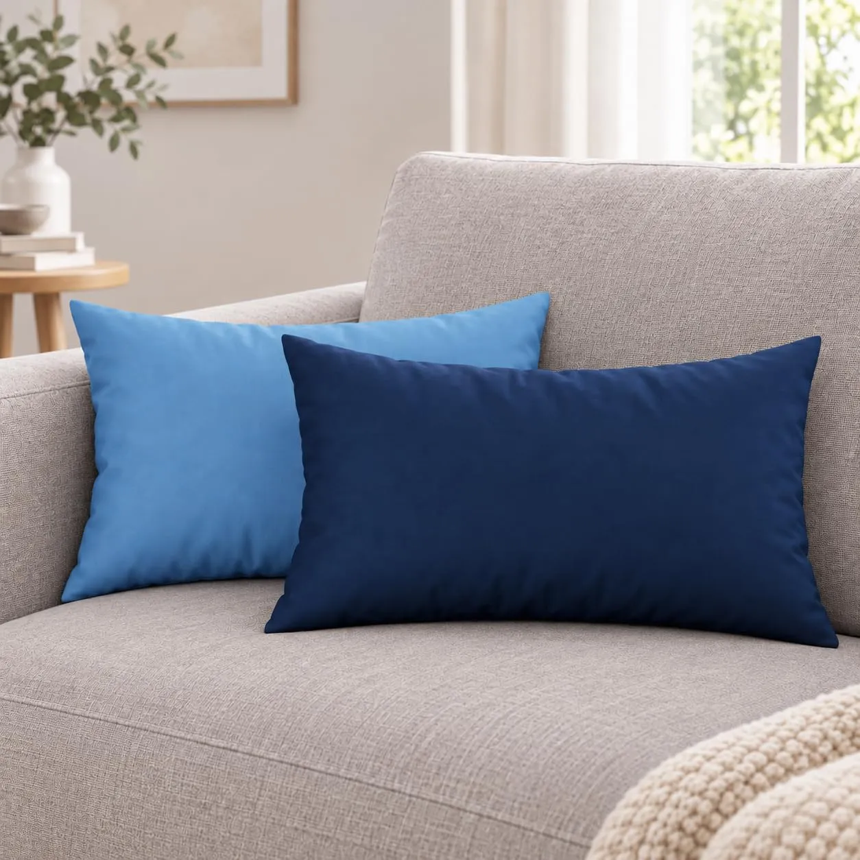 PETTI Artigiani Italiani Coppia di Federe Cuscino 50x30 cm in Microfibra Double Face Azzurro Blu, Set di 2 - immagine 2