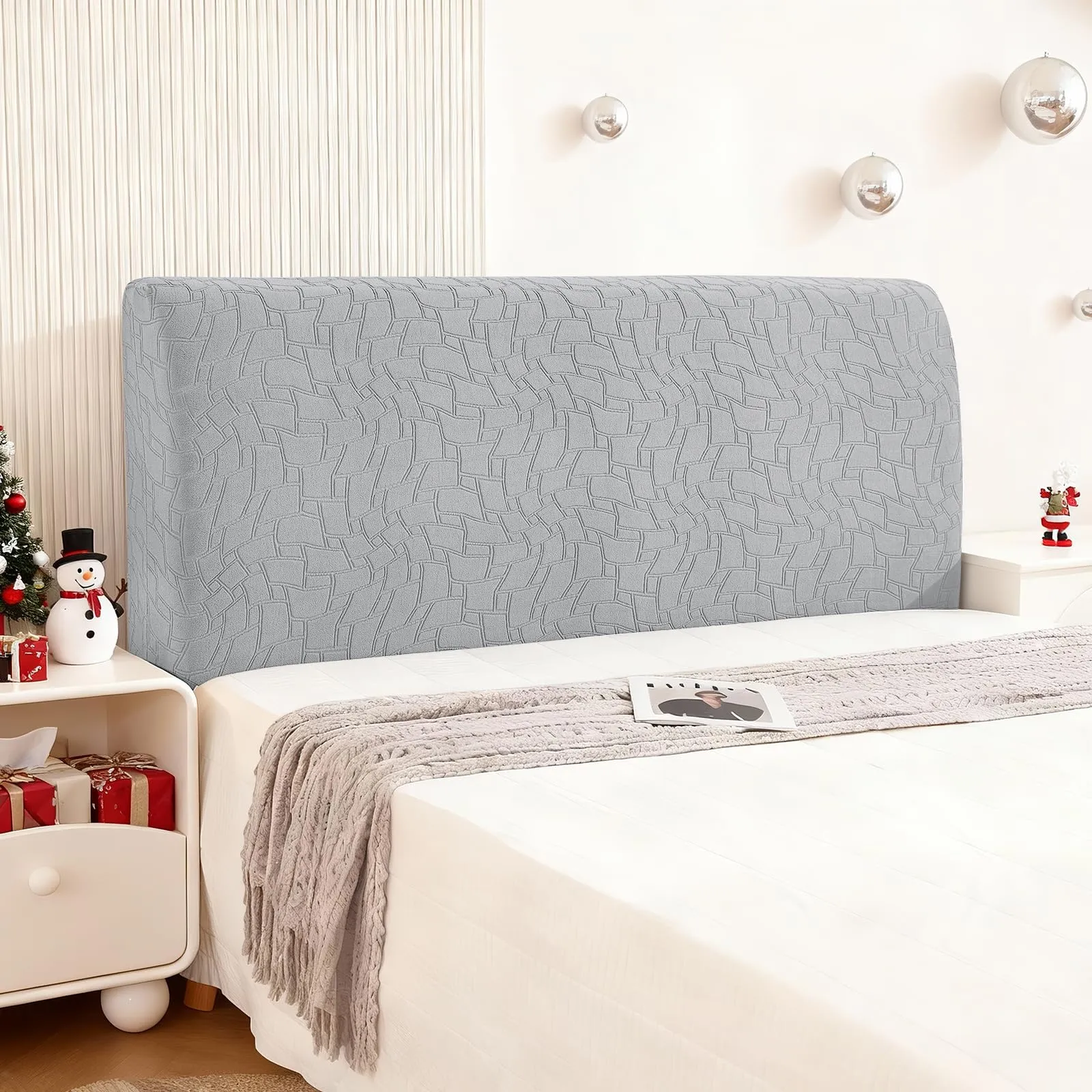 Ystyle Copri Testiera Letto Elasticizzato Universale, 120cm, Grigio Argento - immagine 7