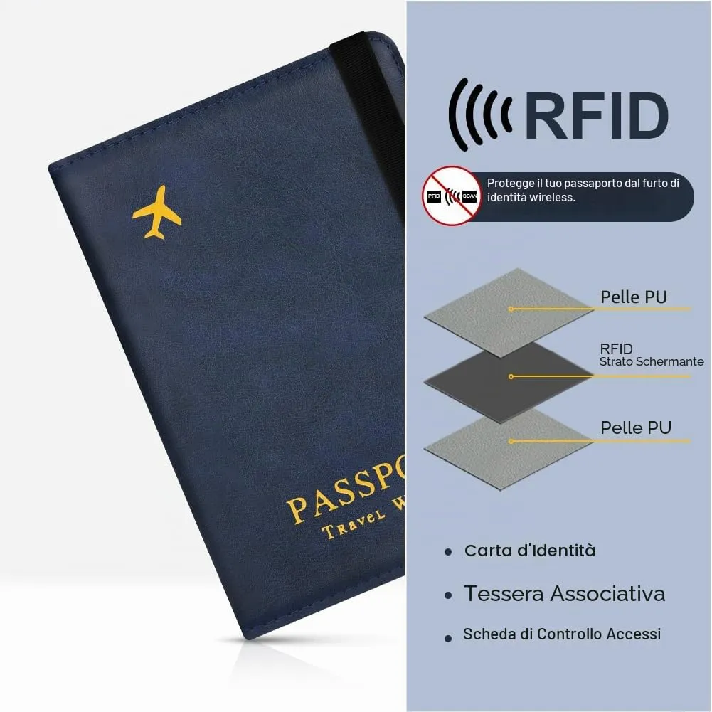 AOOSU Custodia per Passaporto in Pelle con Slot AirTag e Protezione RFID (Blu Navy) - immagine 5