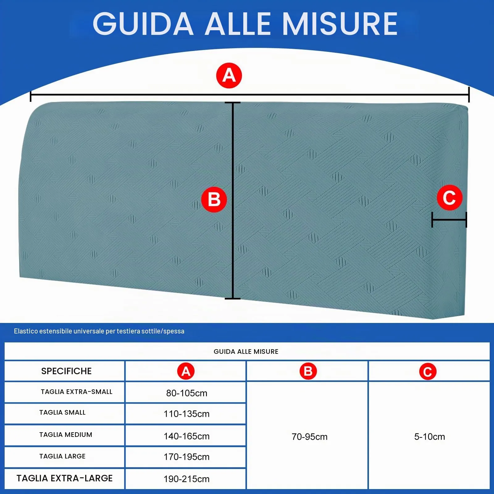 Ystyle Copri Testiera Letto Elasticizzata Singola, 90cm, Azzurro Chiaro - immagine 3