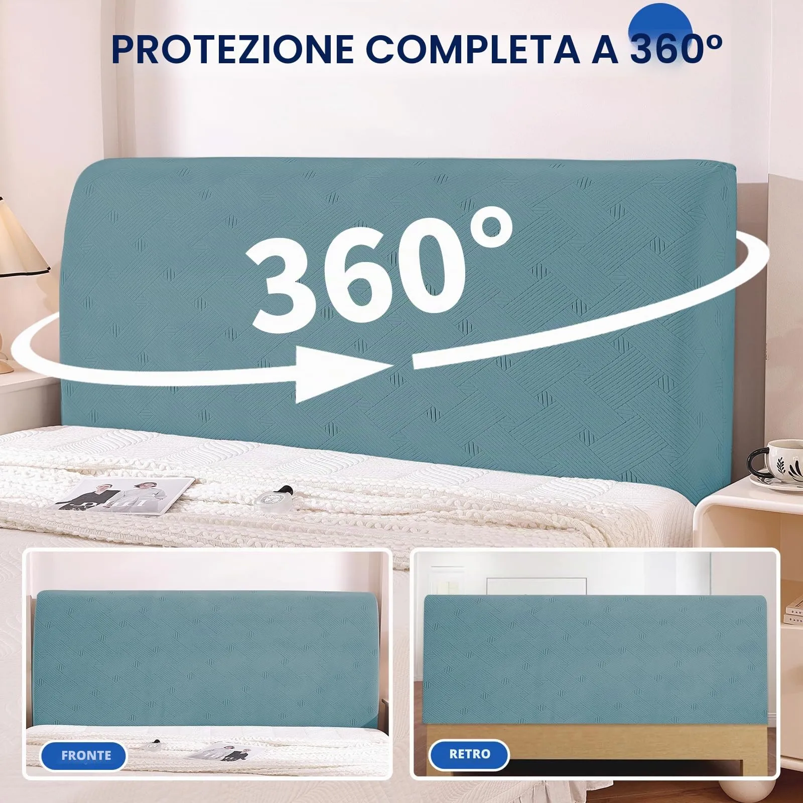 Ystyle Copri Testiera Letto Elasticizzata Singola, 90cm, Azzurro Chiaro - immagine 6