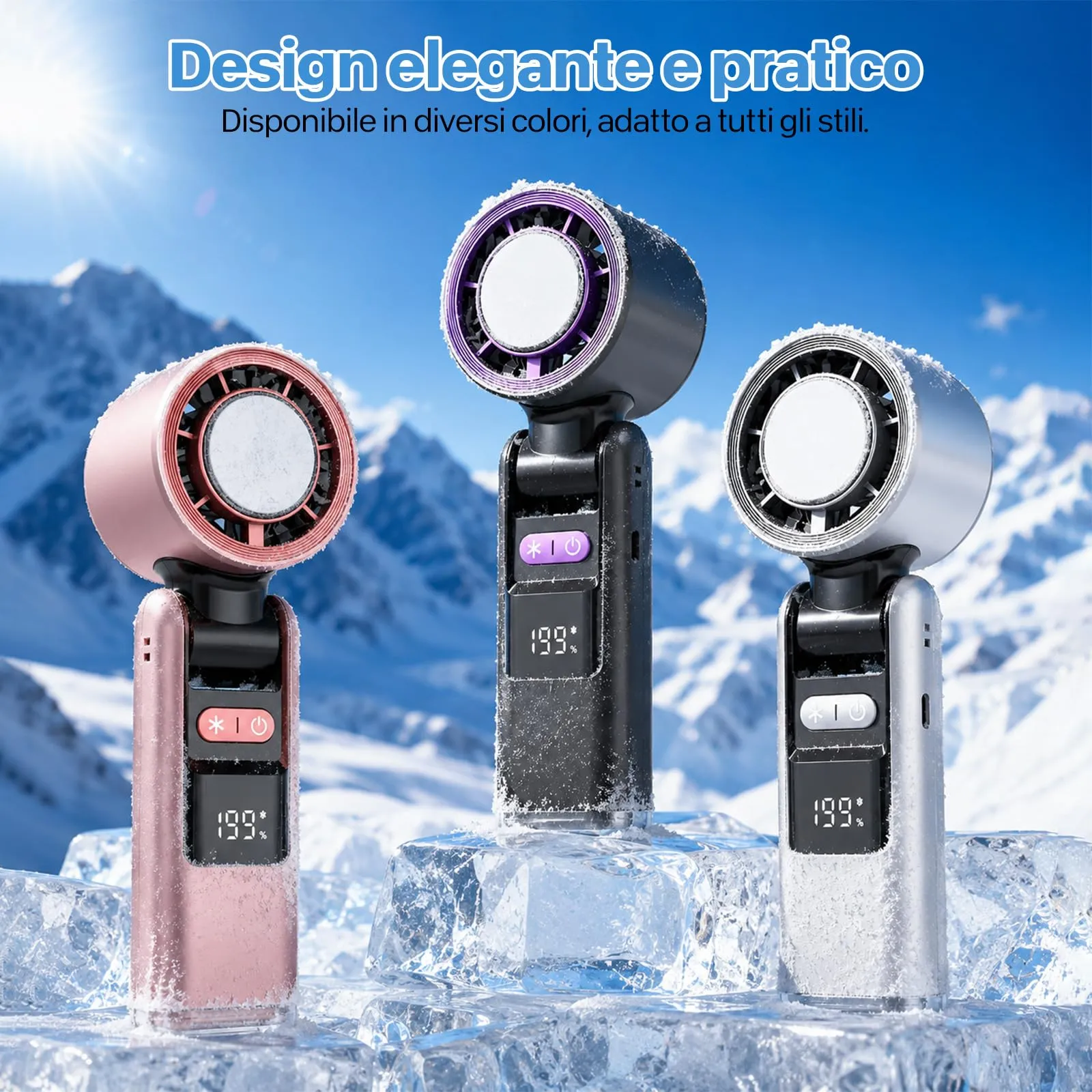 VHV Ventilatore Portatile Turbo JF138, 1-199 velocità, Batteria 5500 mAh, Display LED, Pieghevole - immagine 6