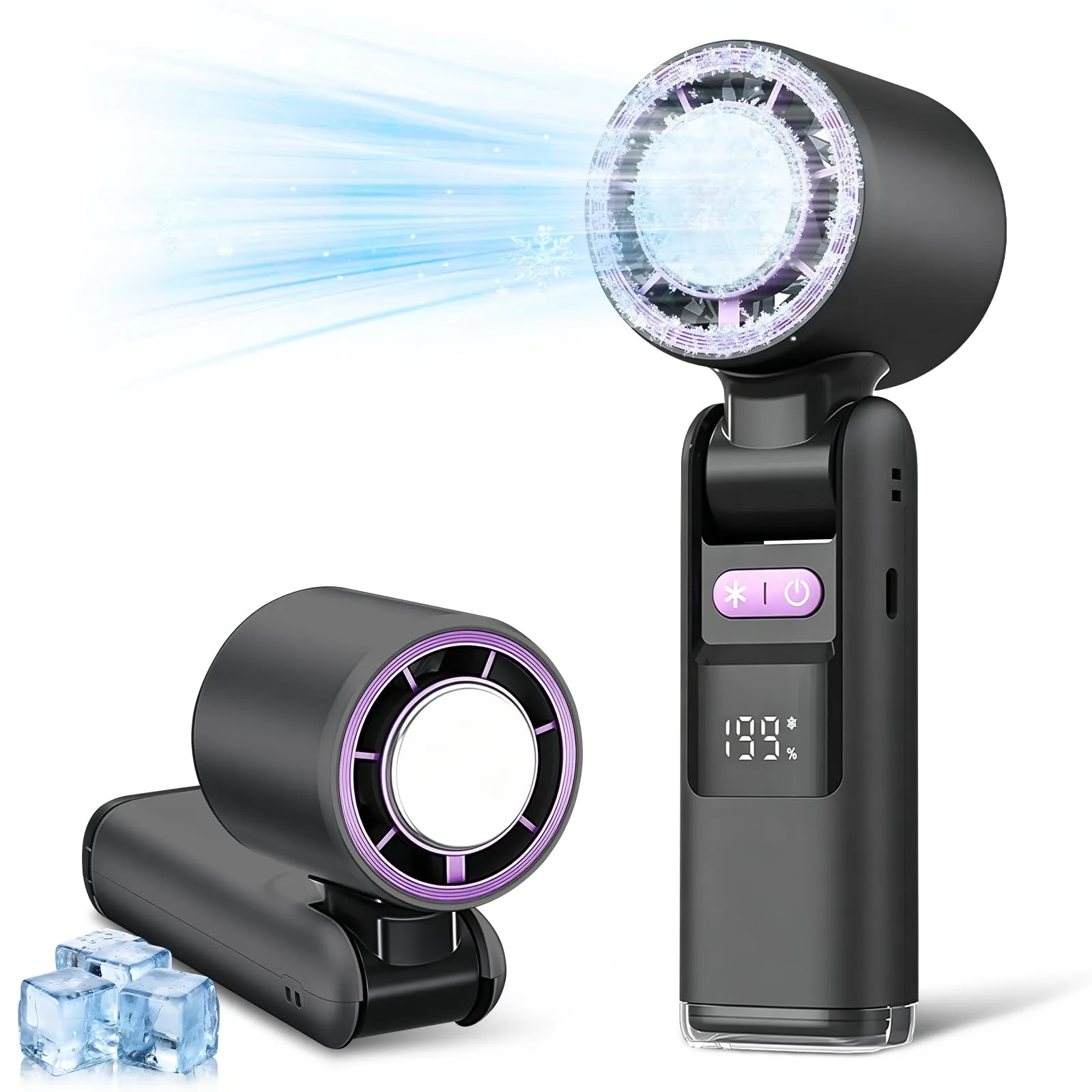 VHV Ventilatore Portatile Turbo JF138, 1-199 velocità, Batteria 5500 mAh, Display LED, Pieghevole - immagine 9