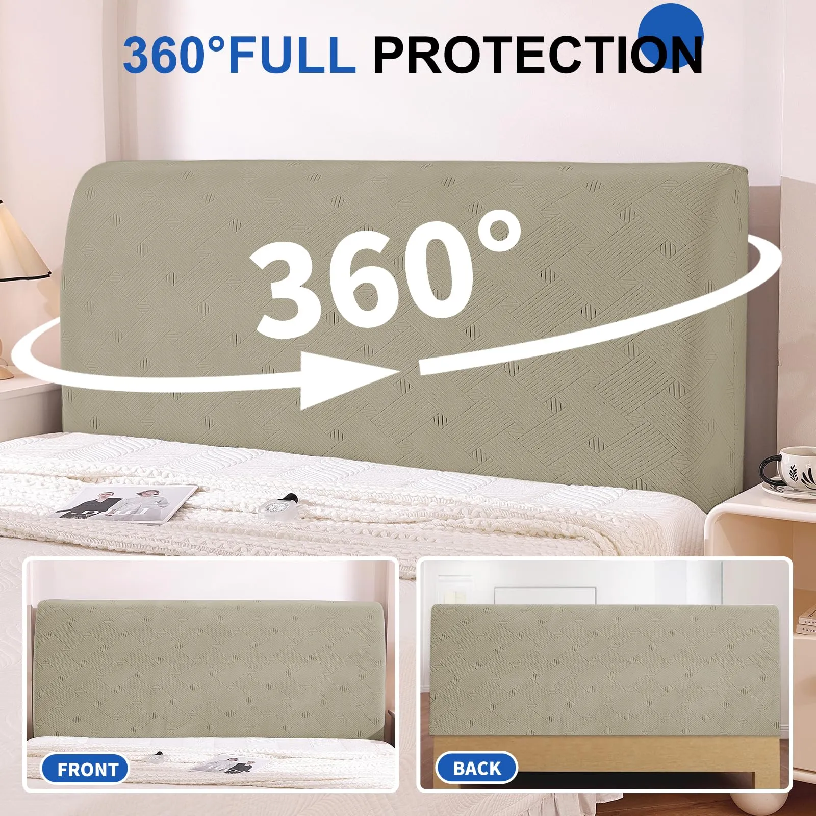Ystyle Copri Testiera Letto Elasticizzata Singola, 90cm, Cachi - immagine 6