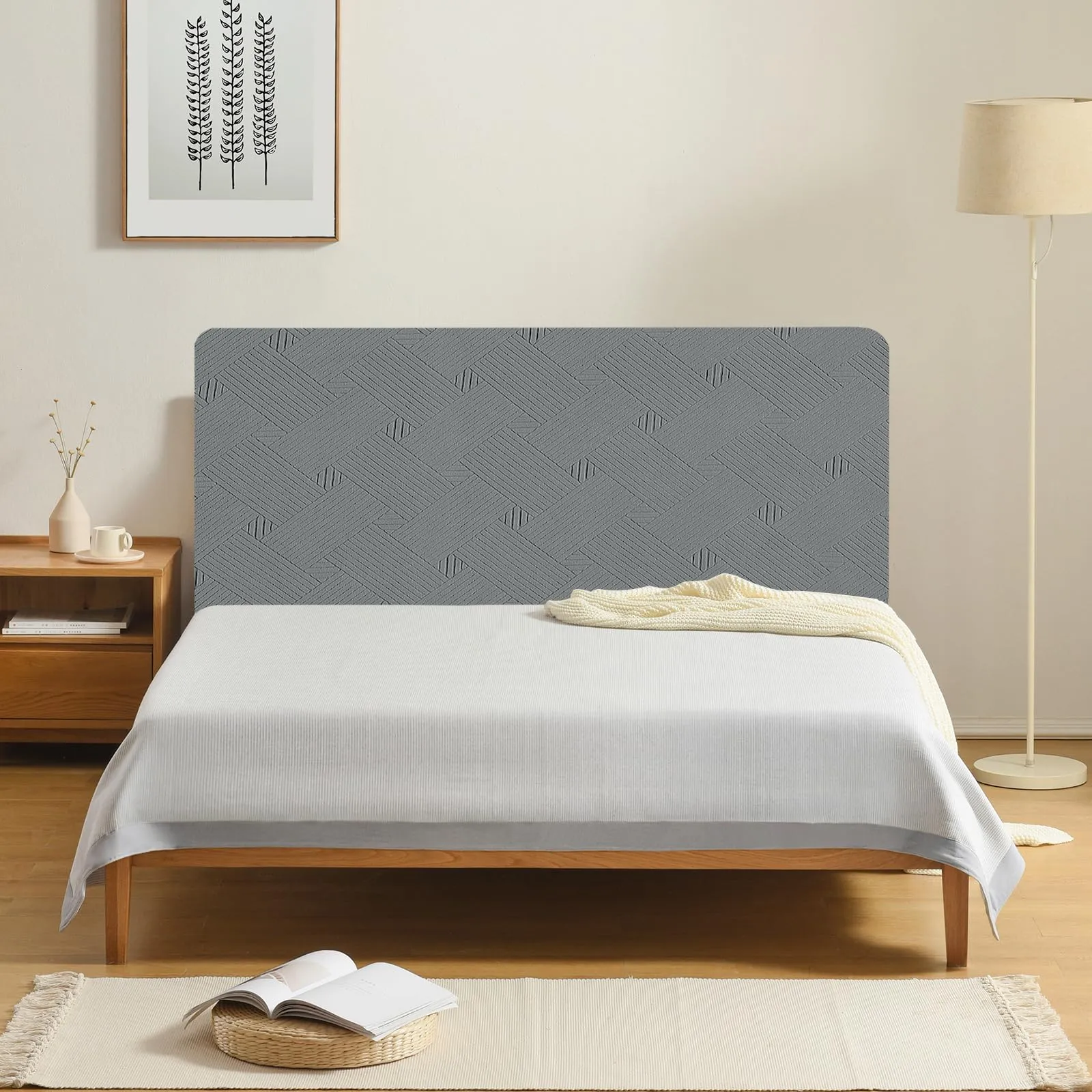 Ystyle Copri Testiera Letto Elasticizzata Singola, 90cm, Grigio Chiaro - immagine 2