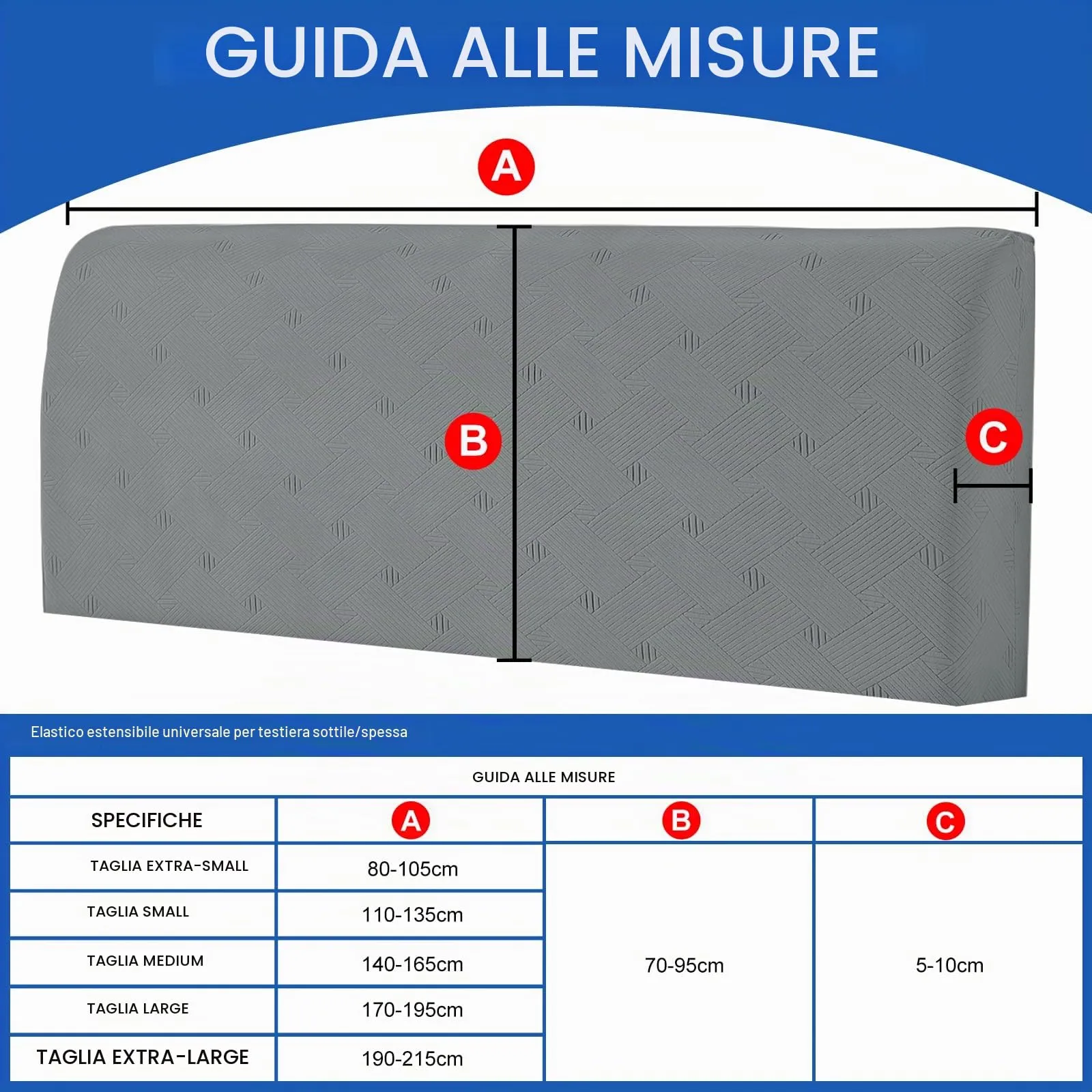 Ystyle Copri Testiera Letto Elasticizzata Singola, 90cm, Grigio Chiaro - immagine 3