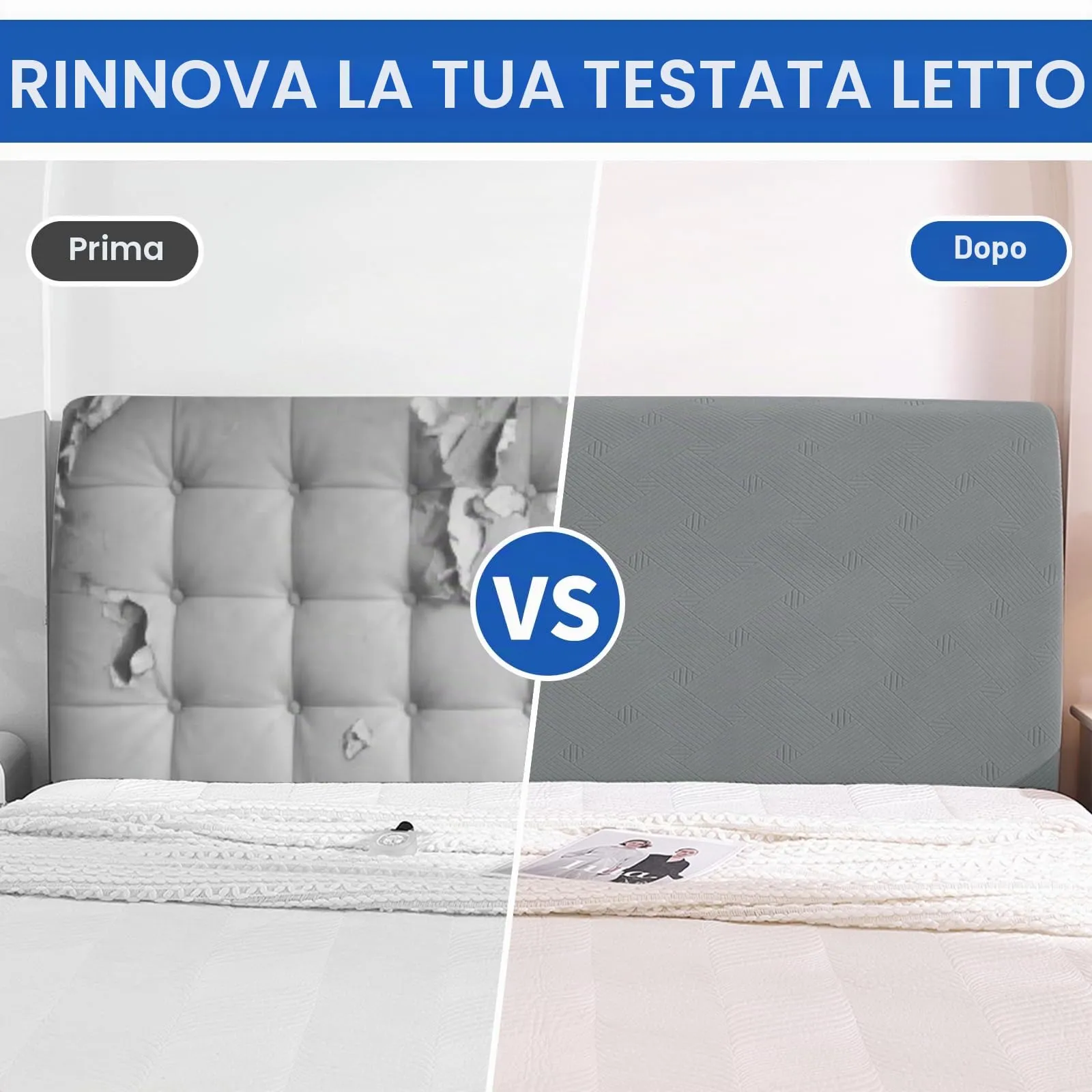 Ystyle Copri Testiera Letto Elasticizzata Singola, 90cm, Grigio Chiaro - immagine 7