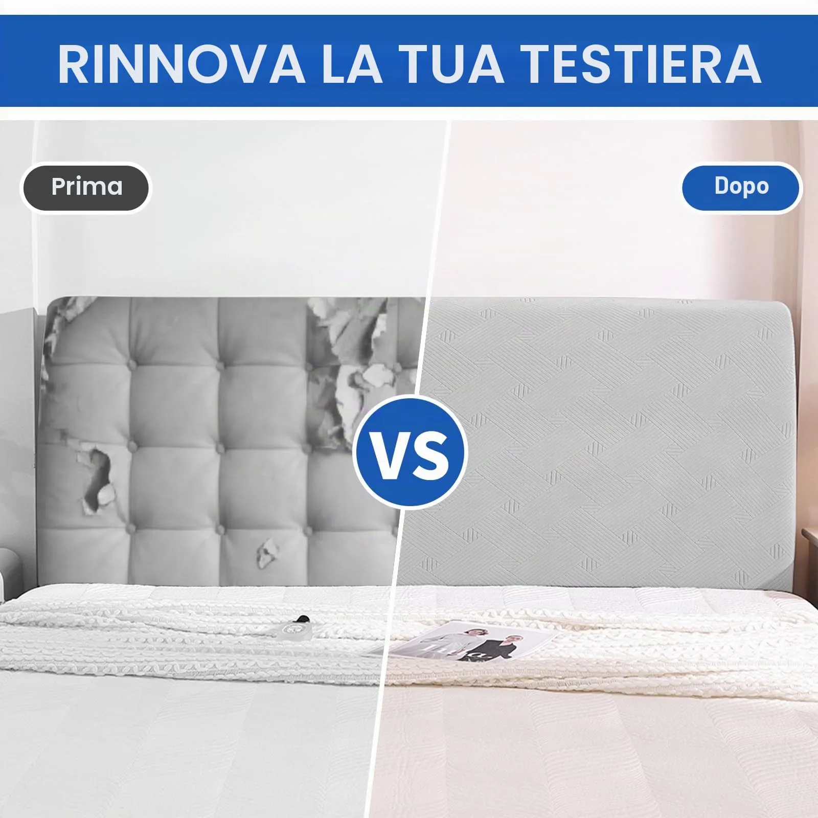 Ystyle Copri Testiera Letto Elasticizzata, 90cm, Grigio Argento - immagine 7
