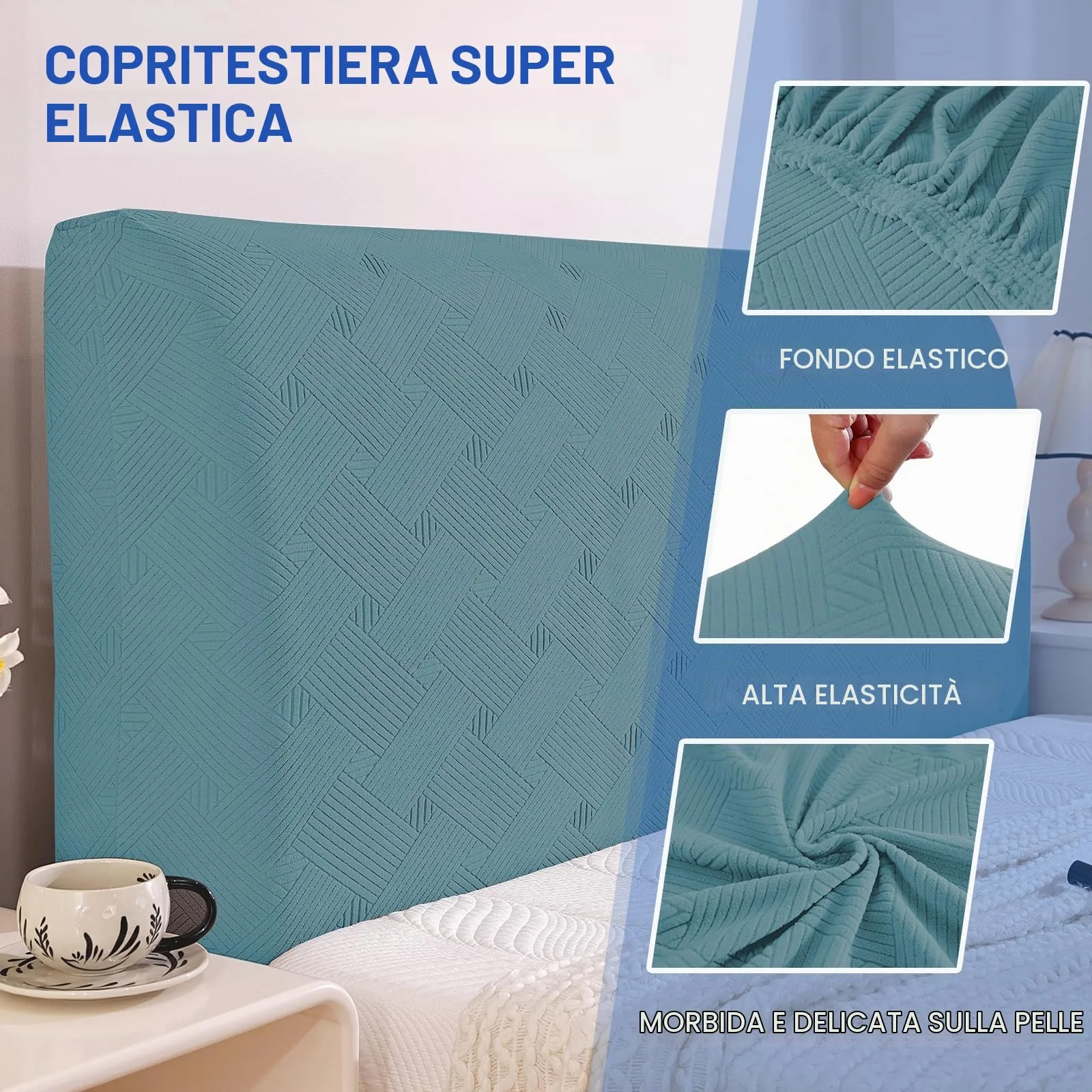 Ystyle Copri Testiera Letto Elasticizzata Matrimoniale, 120cm, Azzurro Chiaro - immagine 5