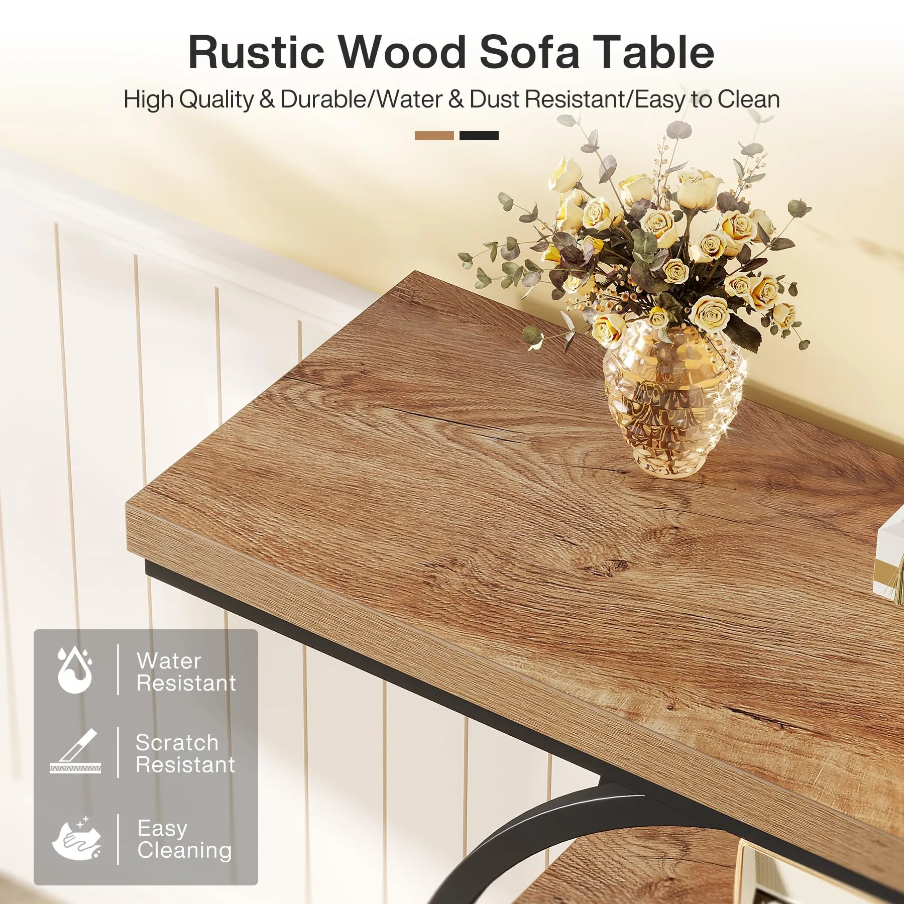 Tribesigns Console in Stile Industriale da 105 cm, 4 Livelli con Base Circolare, Rovere Marrone - immagine 7