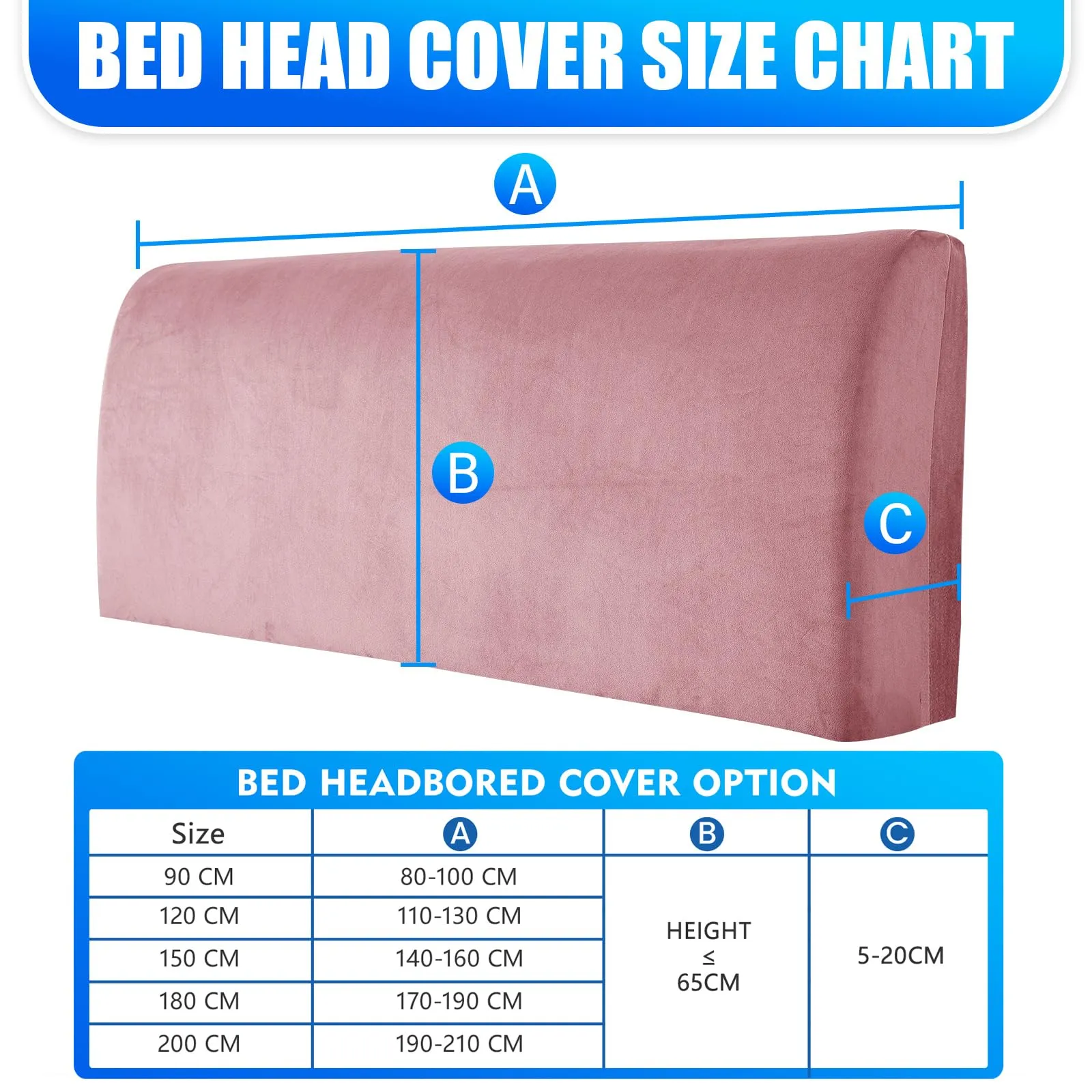 CYCMACO Copri Testata Letto in Velluto Universale 90cm, Rosa - immagine 3