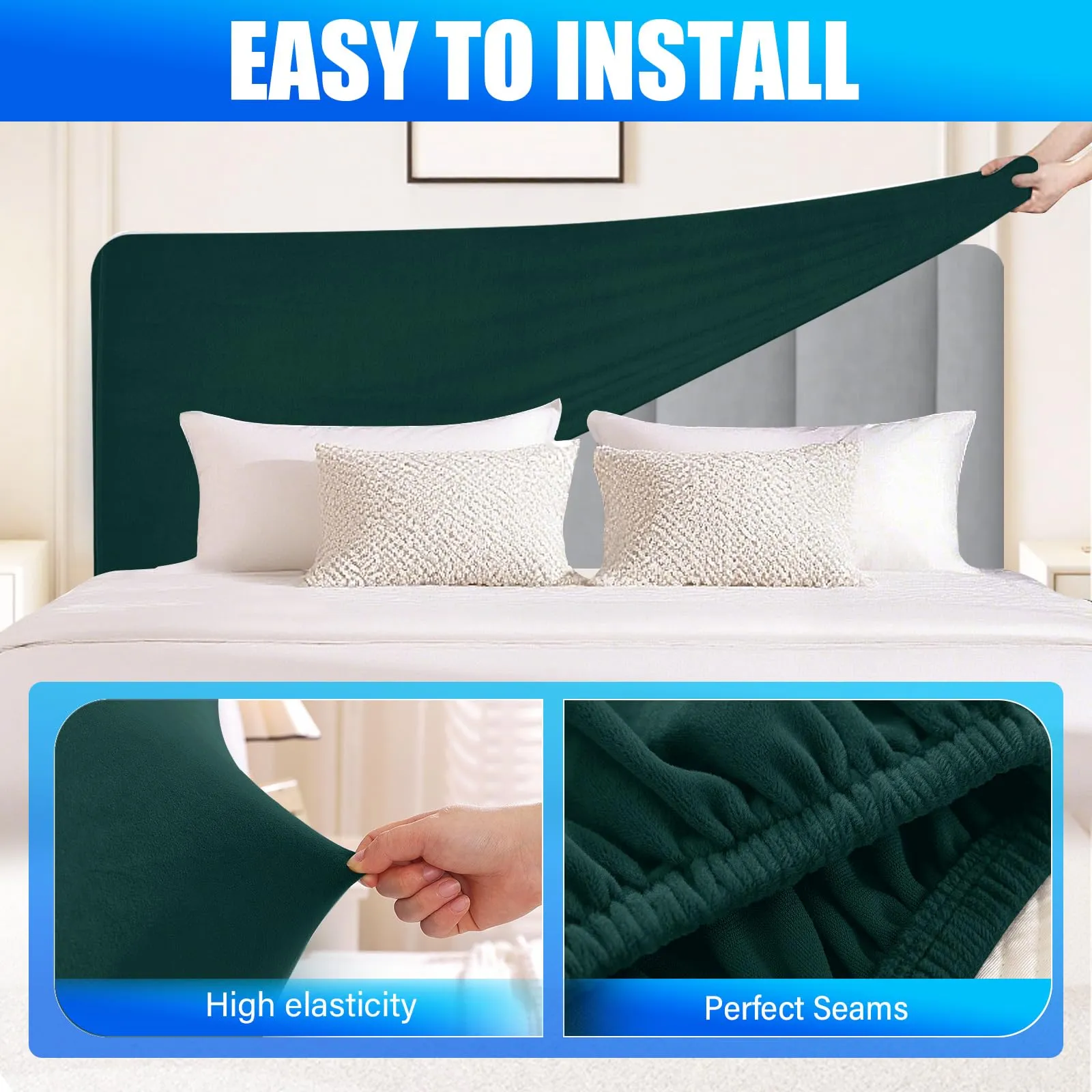 CYCMACO Copri Testata Letto Universale in Velluto, 90cm, Verde Scuro - immagine 6